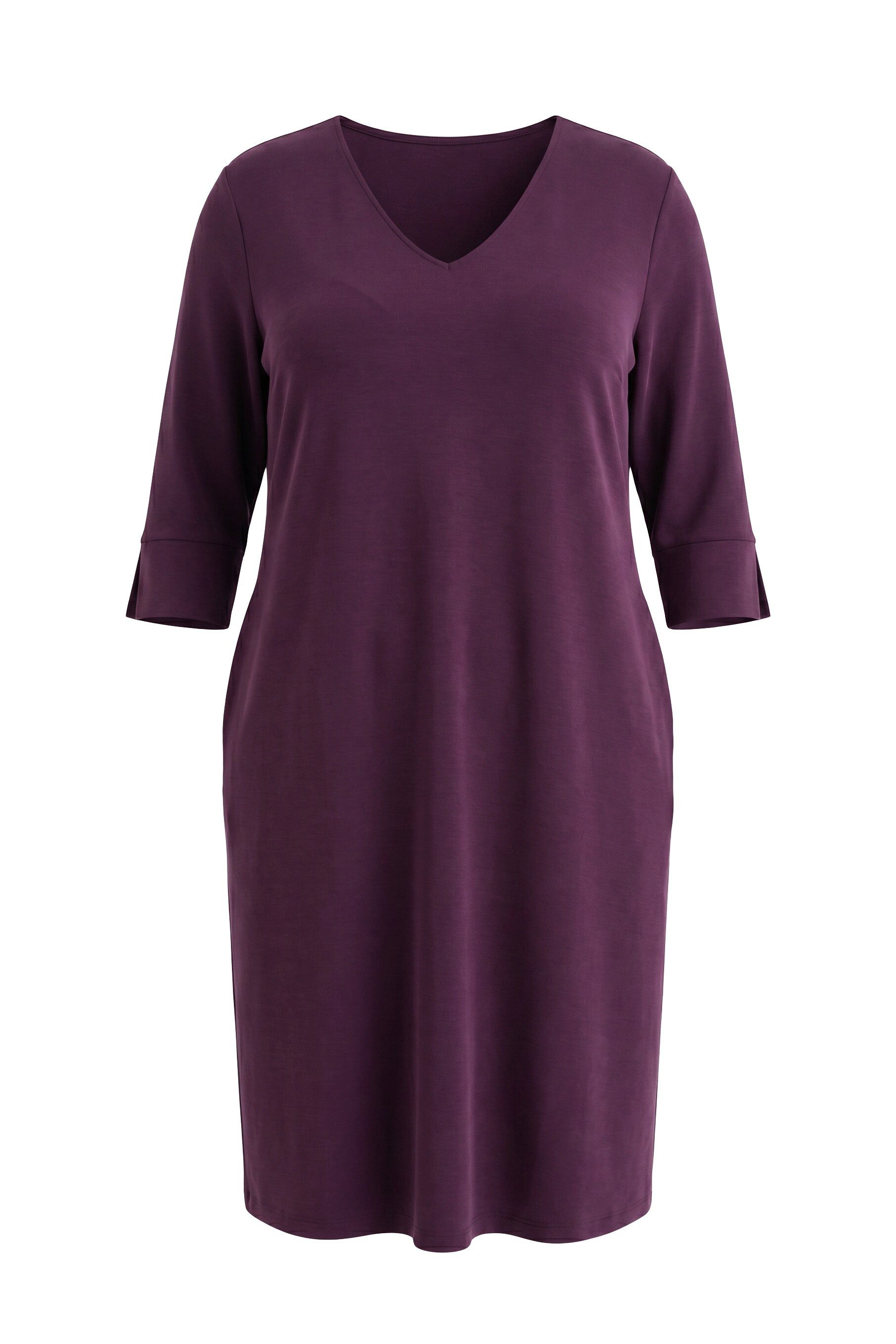 Ulla Popken Jerseykleid Sweatkleid V-Ausschnitt 3/4-Arm Modalmix – Bild 2 von 4