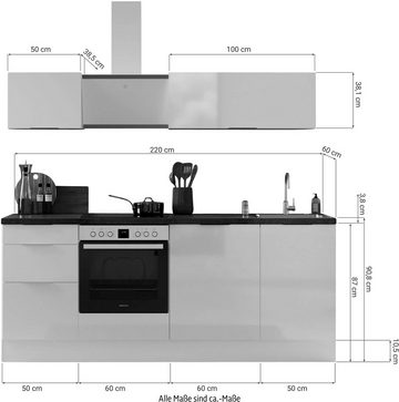 RESPEKTA Küche Elisabeth, vormontiert, inkl. E-Geräte, Breite 220 cm