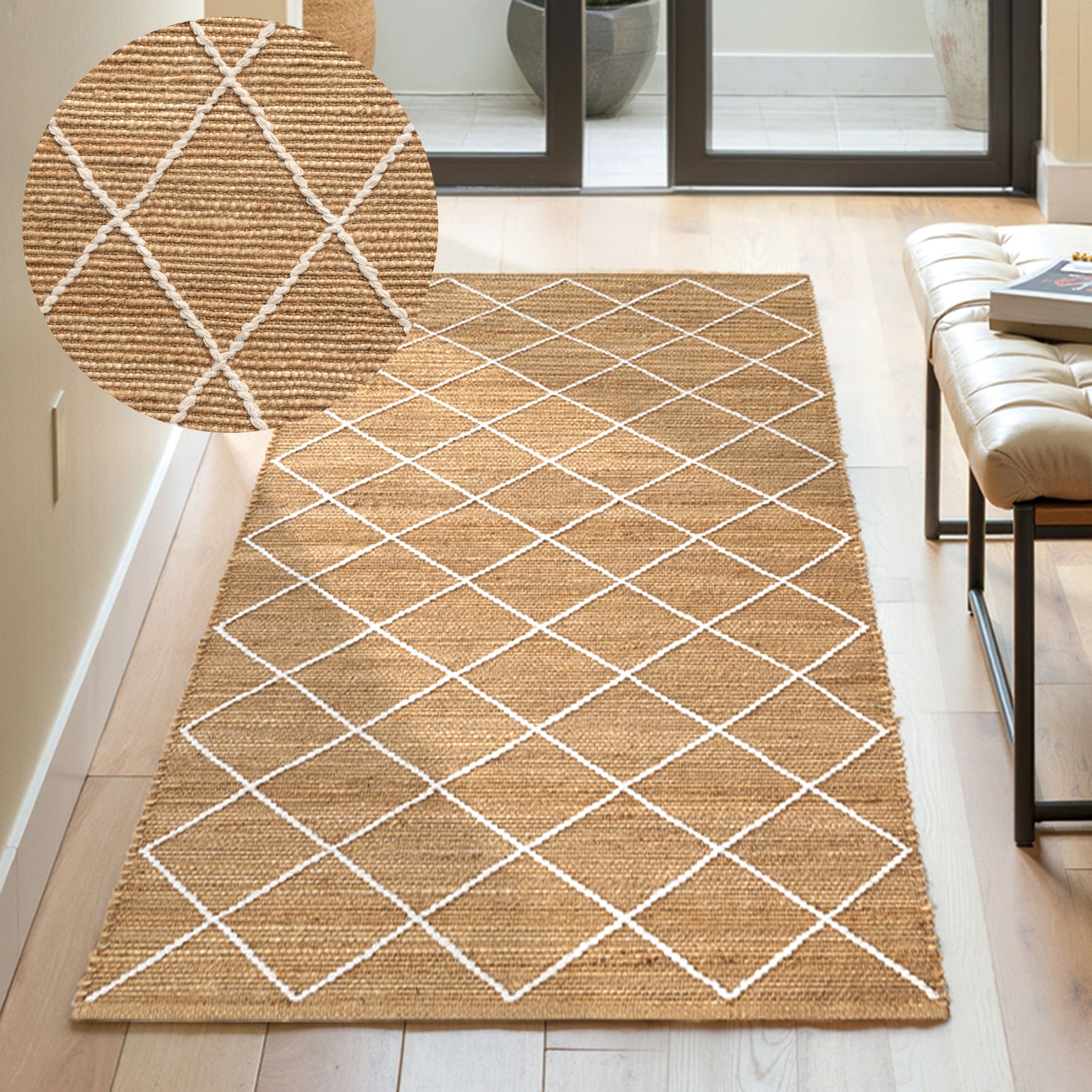 HANSE Home Teppich Kunu Juteteppich, rechteckig, Höhe: 10 mm, Naturfasern, Jute mit Baumwolle, Wohnzimmer, Diele, Flur, Boho, Skandi
