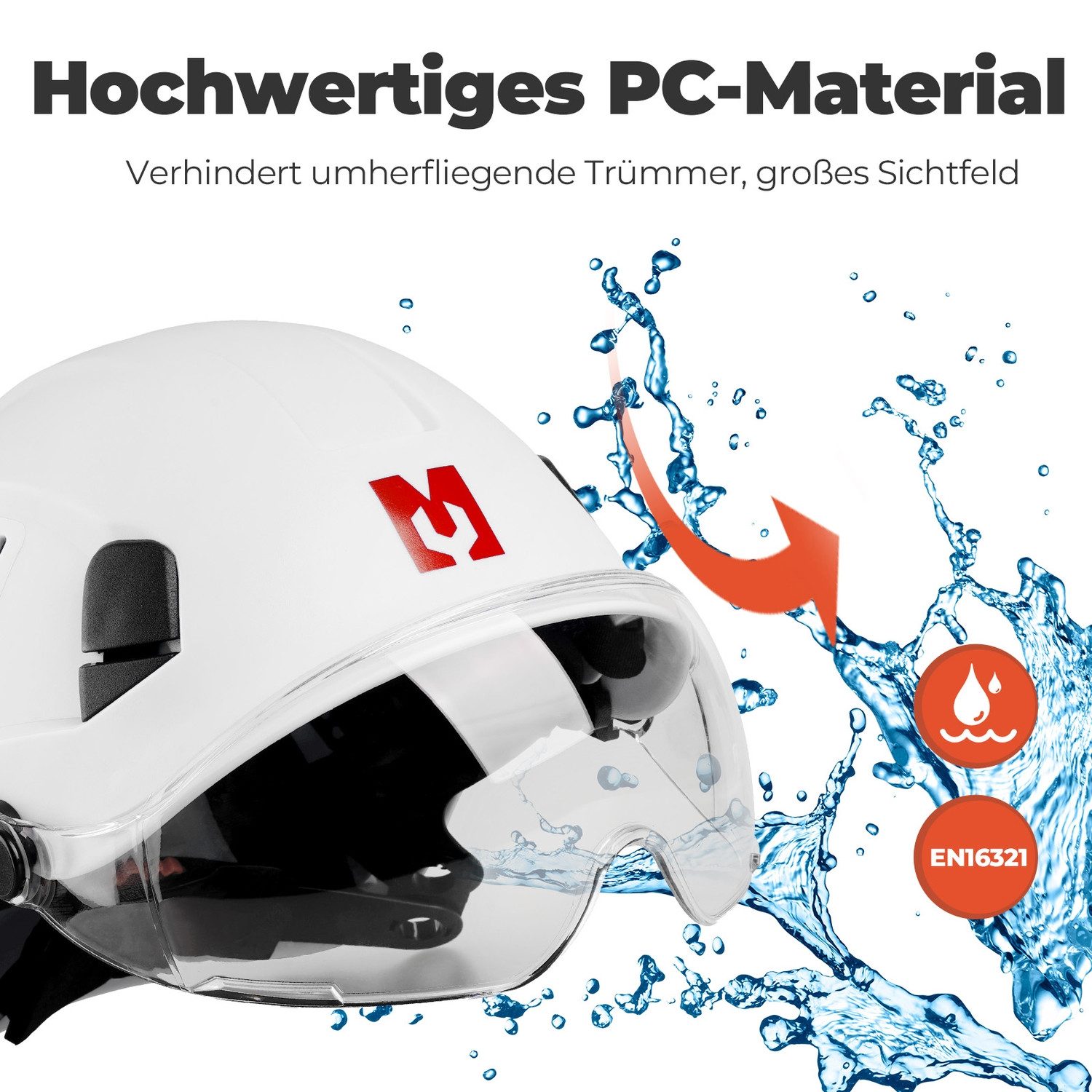 Mustbau Schutzhelm EN397 Schutzhelme mit Schweißband und Visier, 53 bis 63cm Verstellbarer Kopfumfang, strapazierfähiges ABS-Material – Bild 4 von 5