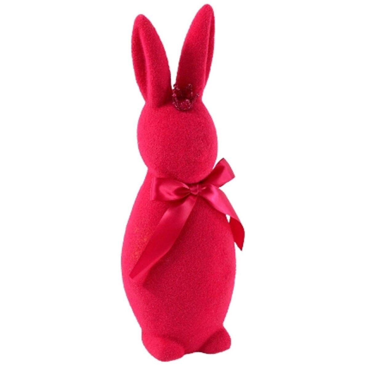 Werner Voß Osterhase Dekorationsobjekt Hase mit Krone Magenta beflockt (41cm)