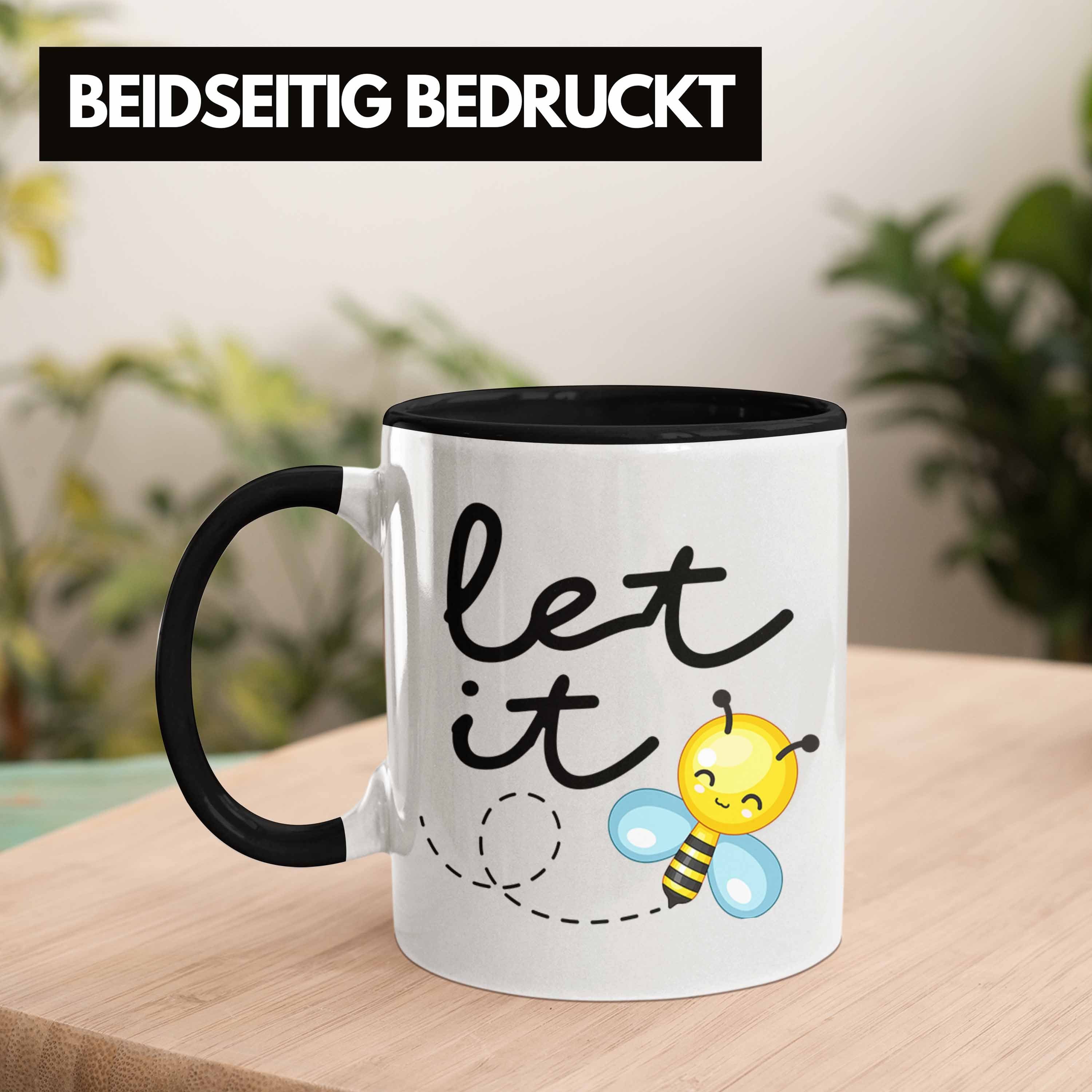 Lustiger Geschenk Spruch - Bienen Tasse Schwarz Let Imker It Bee Trendation Grafik Geschenkidee Trendation Tasse