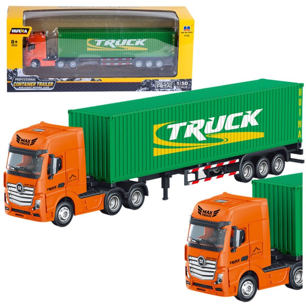 HUINA Spielzeug-Boot LKW-Auflieger Container Metall Grün 1:50