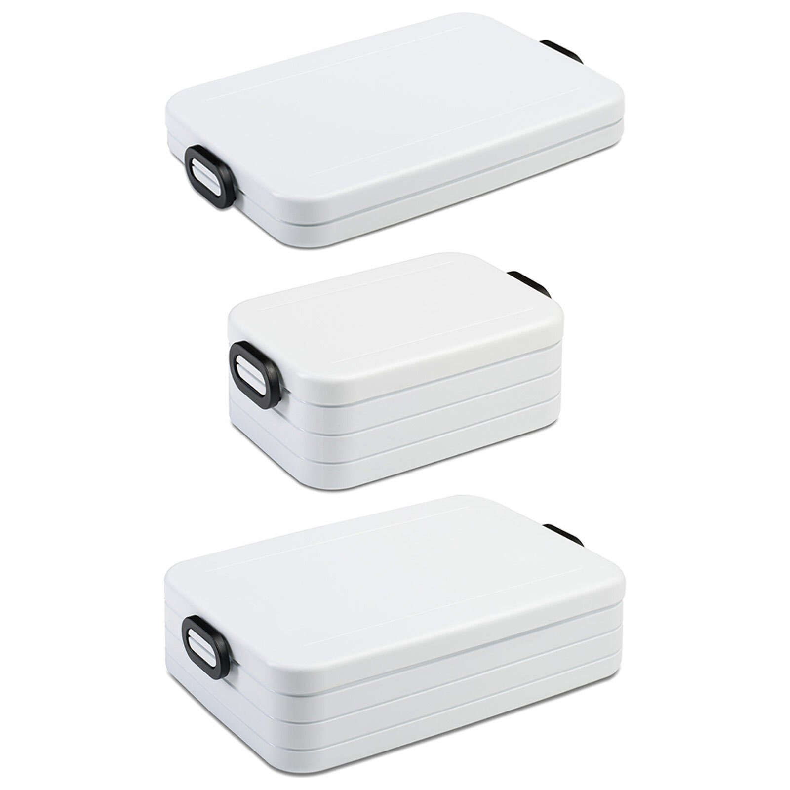 Mepal Lunchbox Take a Break Lunchboxen Large Midi Flat 3er Set, Acrylnitril-Butadien-Styrol (ABS), (3-tlg), Spülmaschinengeeignet Weiß