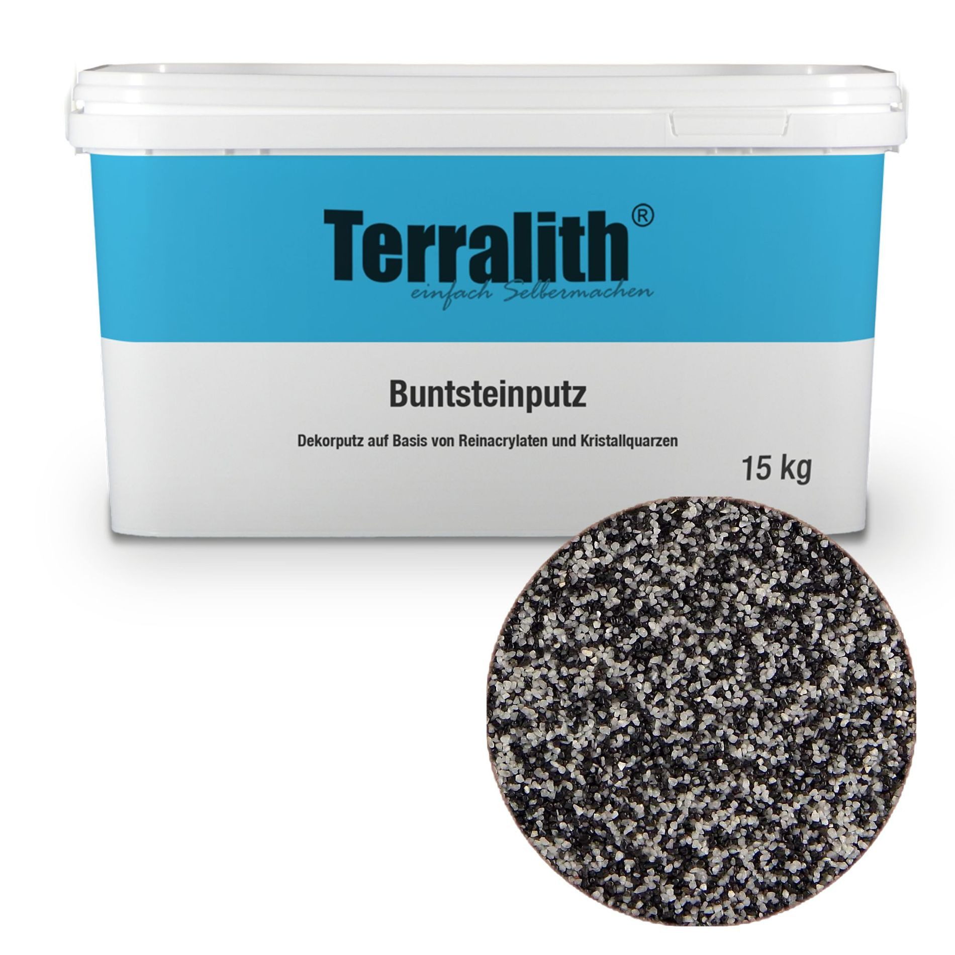 Terralith® Kunstharzputz Buntsteinputz Mosaikputz 2mm -15 kg- BSP10 (Eimer, Verarbeitungsfertig) Dekorationsputz aus Marmor-Granulat bzw. eingefärbter Körnung