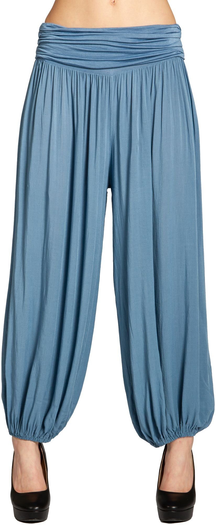 Caspar Stoffhose KHS035 leichte Damen Sommer Haremshose jeans blau