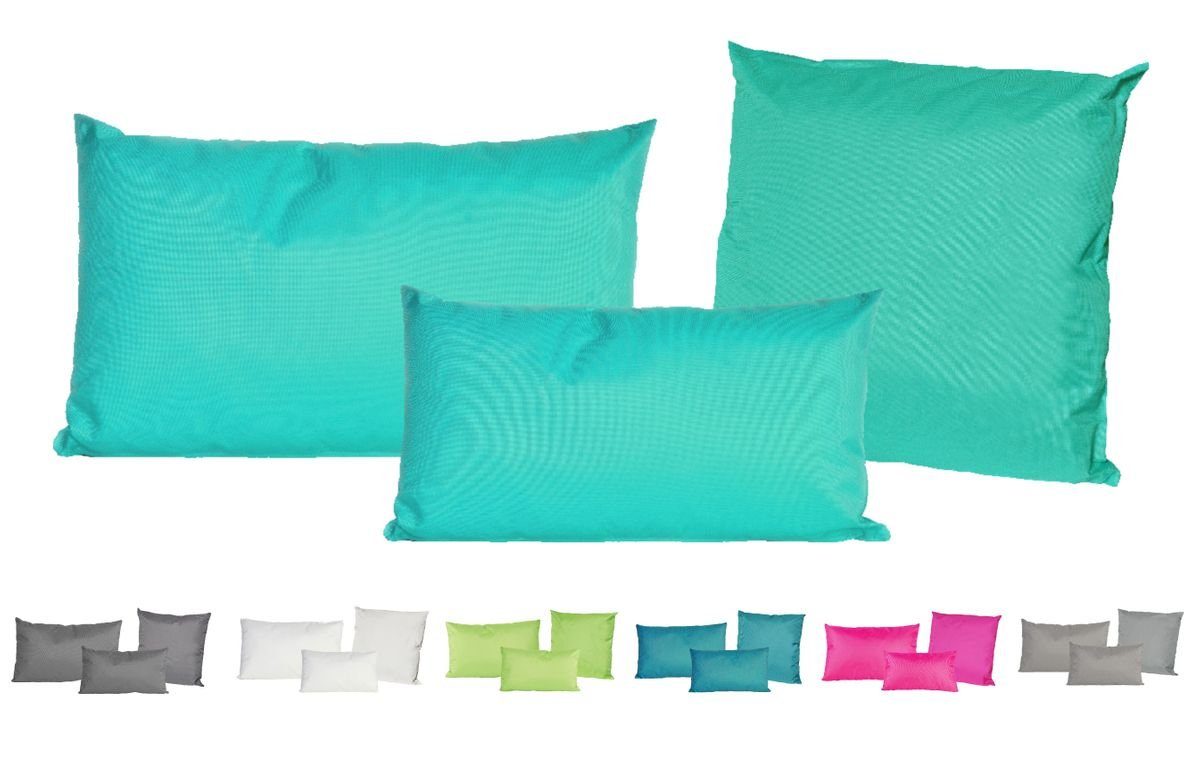 JACK Dekokissen JACK Outdoor Lounge Kissen 3er Set Dekokissen inkl. Füllung Wasserfest, mit Lotus-Effekt, Robust, Strapazierfähig, für Innen & Außen geeignet Aqua