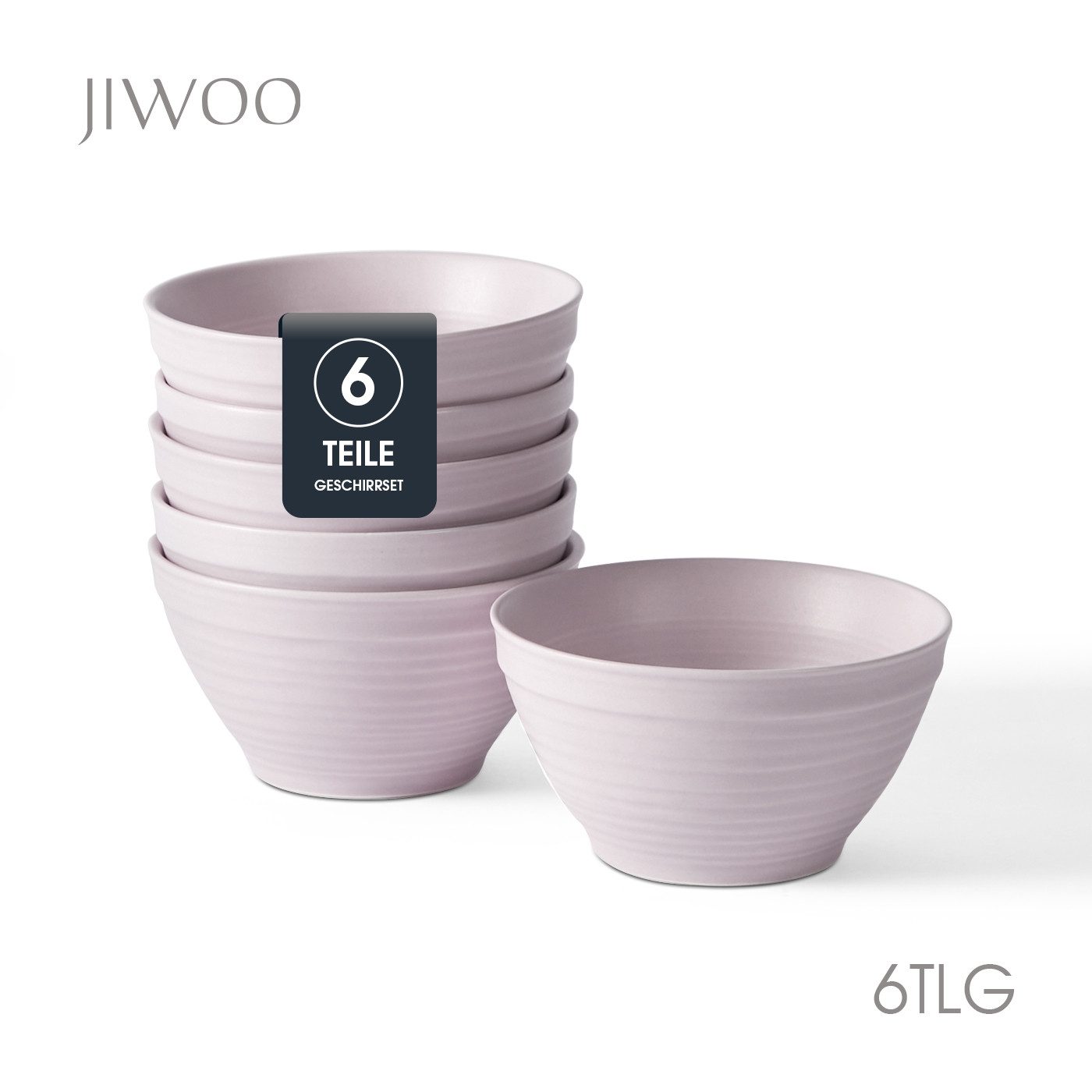 JIWOO Müslischale 6er Ø11,8cm, Frühstückschalen Eisschale Dessertschalen Schale, Keramik, (Schaleset, 6-tlg), Porzellan Hochwertiges Schalen Lila Mikrowellenofen Spülmaschine