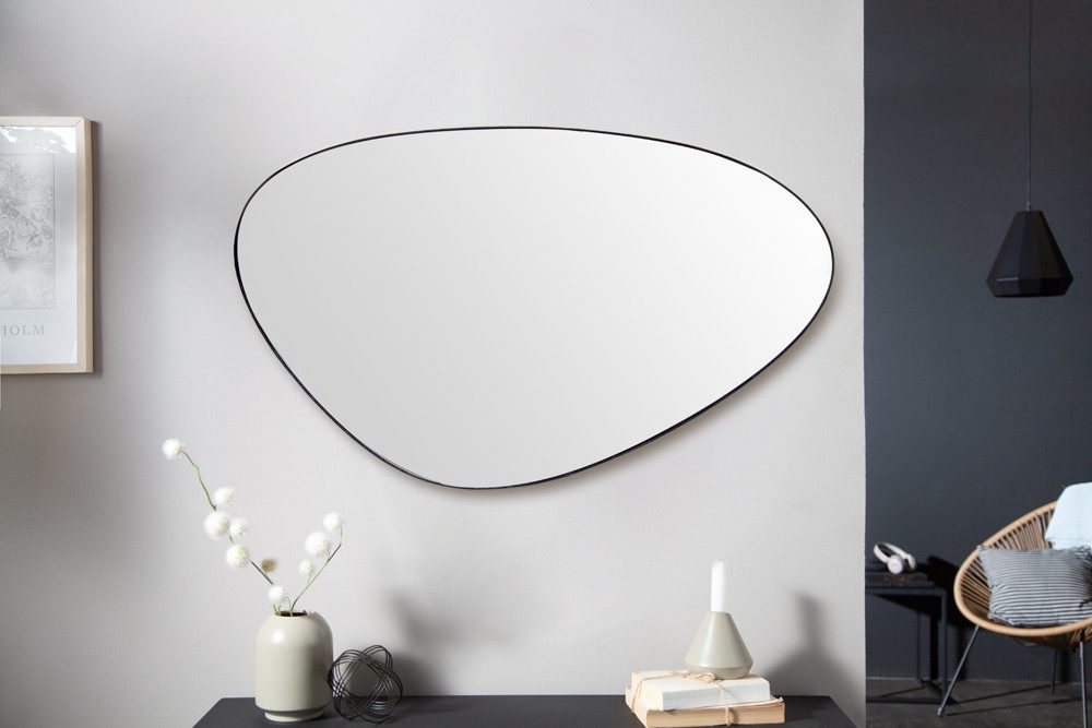 riess-ambiente Wandspiegel NOEMI 90cm schwarz · asymmetrischer Spiegel mit schwarzem Rahmen, gerahmter Mirror zum Aufhängen · Flur · vertikal & horizontal · Design