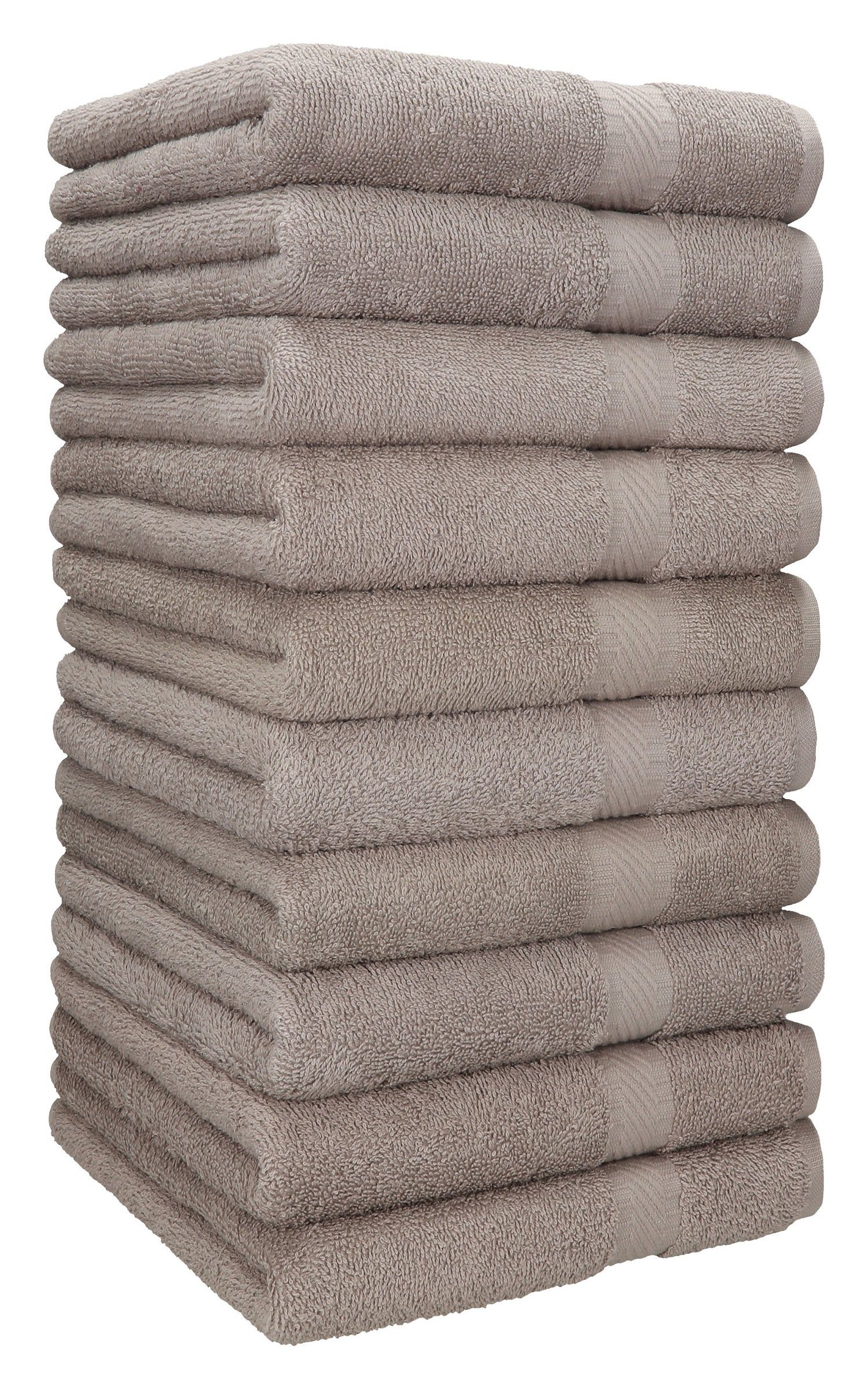 Betz Handtücher 10 Stück Handtuch-Set Palermo 50x100cm Farbe Stone, 100% Baumwolle
