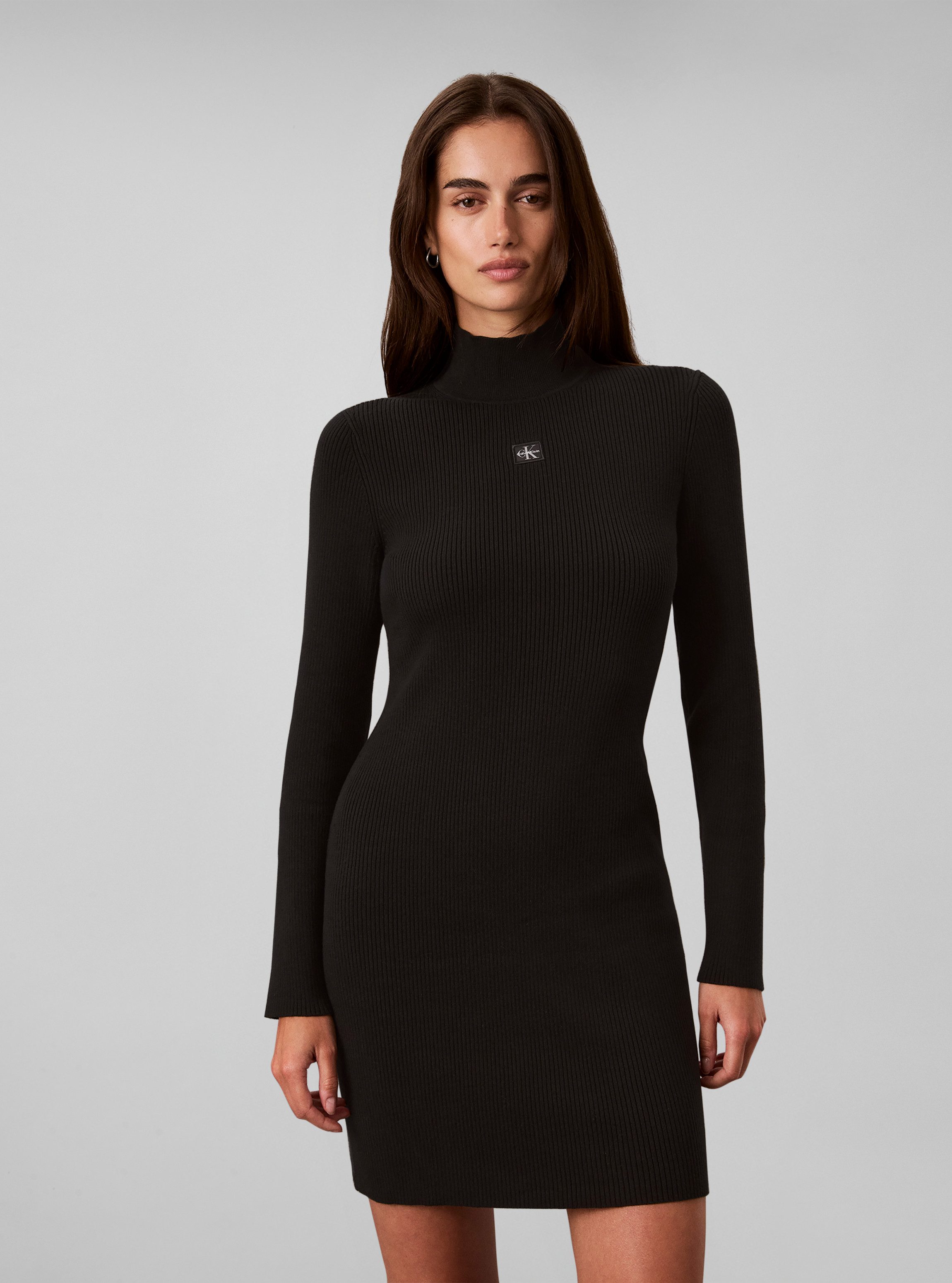 Calvin Klein Jeans Minikleid WOVEN LABEL MINIDRESS Regular fit mit Stehkragen
