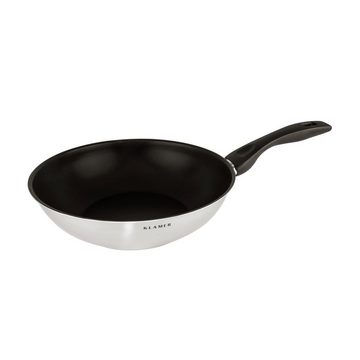 KLAMER Wok KLAMER Edelstahl-Wok 28cm, antihaftbeschichtete Induktions-Pfanne, mi…