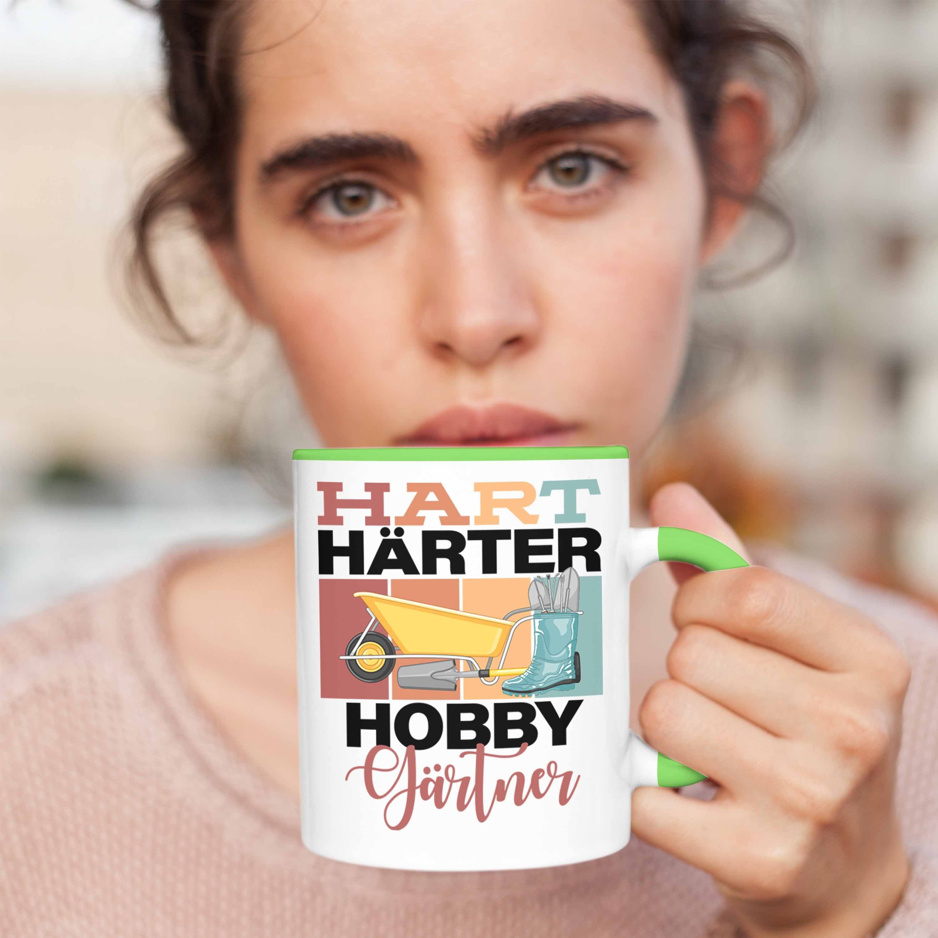 Trendation Tasse Lustige Tasse Härter Spruch Grün "Hart Hobbyg Hobbygärtner Geschenkidee für