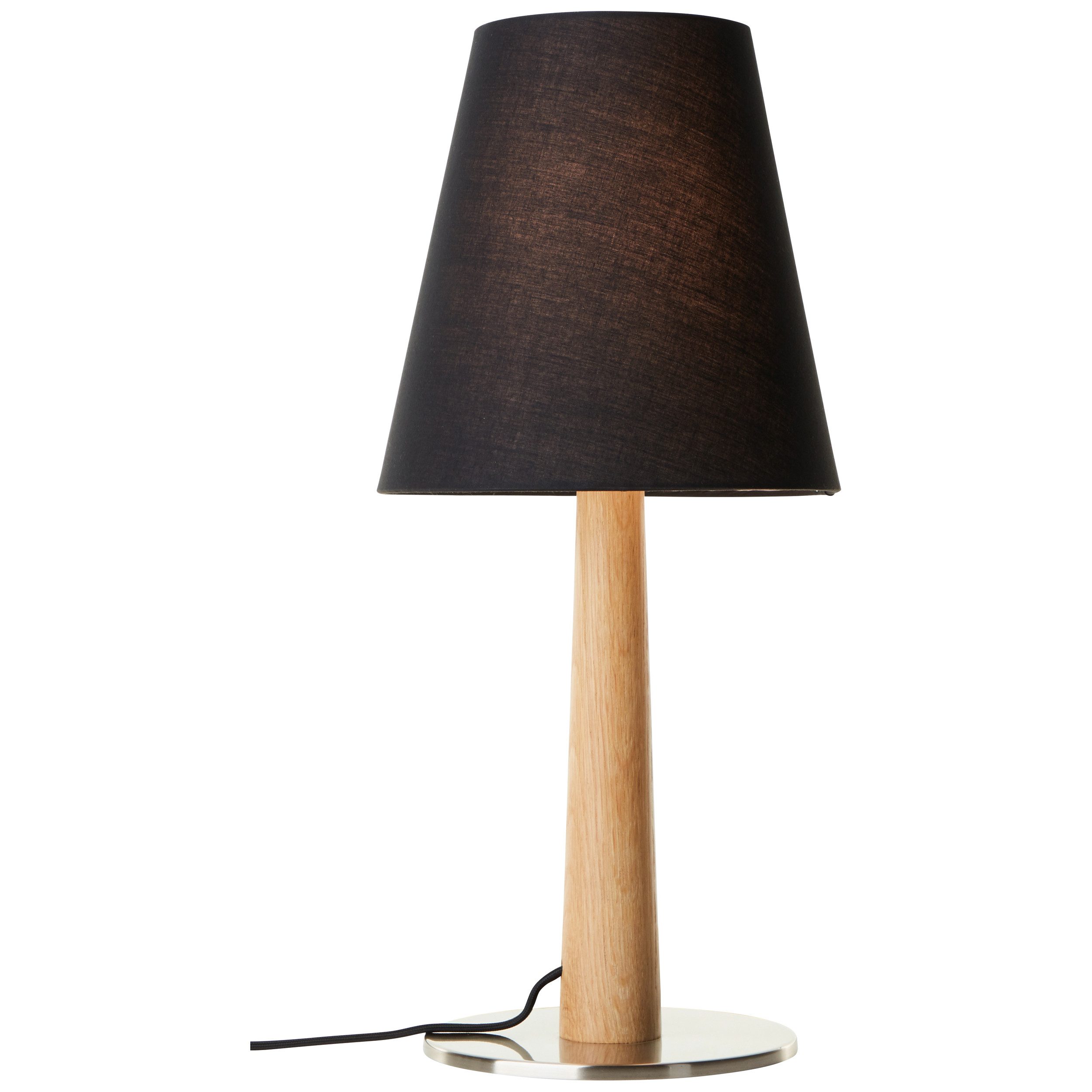 lumiCouture Tischleuchte Timber, Ein-/Ausschalter, ohne Leuchtmittel, Ø 25 cm x 55 cm, E27 Fassung, Wippschalter, Holz/Textil, braun/schwarz