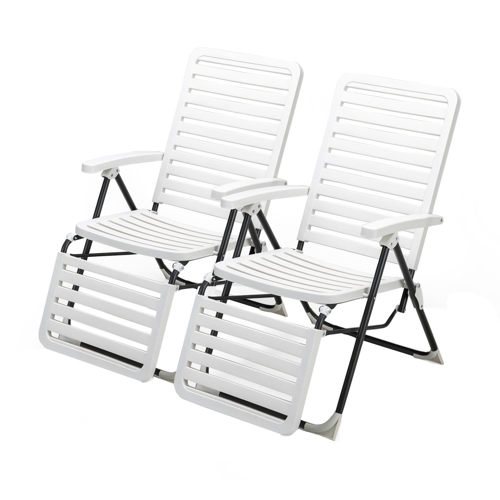 KOMFOTTEU Klappstuhl (2er Set), 7-Fach verstellbar Sonnenliege, Gartenliege mit erhöhter Rückenlehne