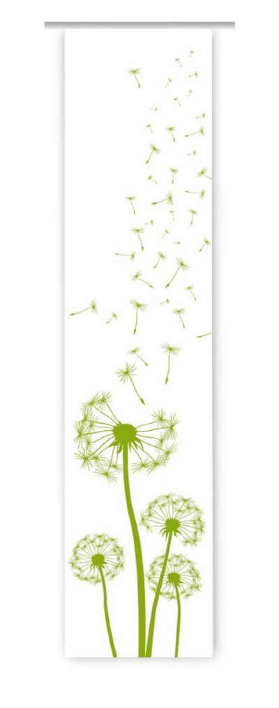 Schiebegardine Dandelions grün - Flächenvorhang HxB 260x60 cm - B-line, gardinen-for-life