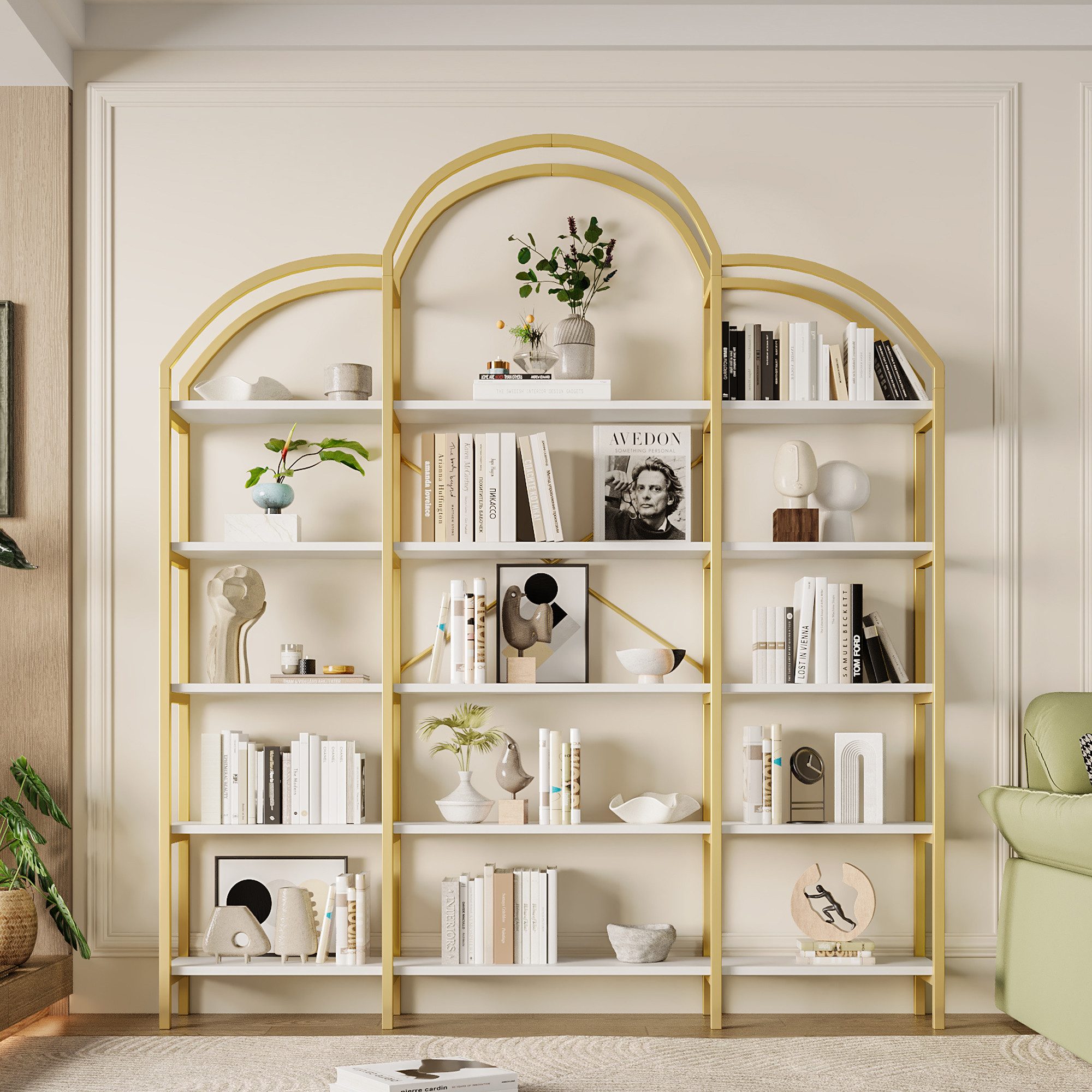 Merax Bücherregal in Gold-Weiß mit Wolkenform, 1-tlg., Metallregal mit 5 Ab günstig online kaufen