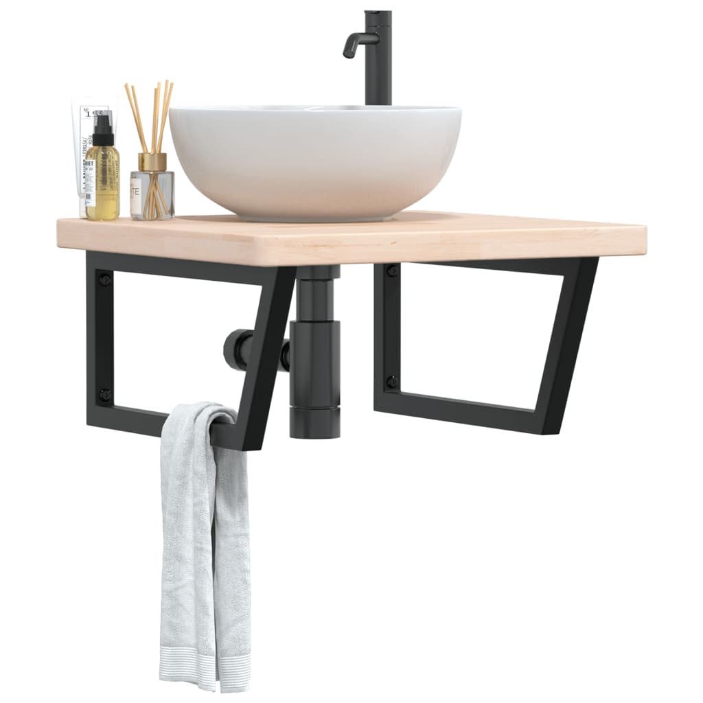 vidaXL Badezimmerspiegelschrank Waschtischplatte mit Halterung Stahl und Massivholz Eiche (1-St)
