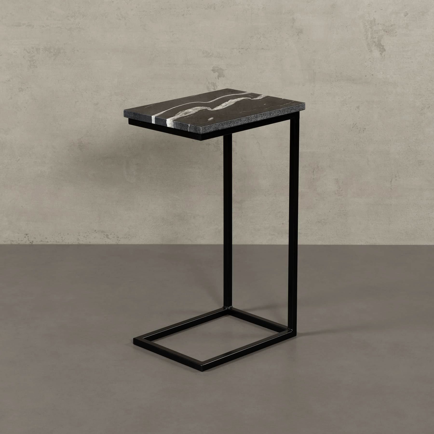 eckig, Tisch schwarz Couchtisch 40x30x68cm Atelier mit MAGNA Laptoptisch, Wohnzimmer Metallgestell, STOCKHOLM ECHTEM MARMOR, Copacabana