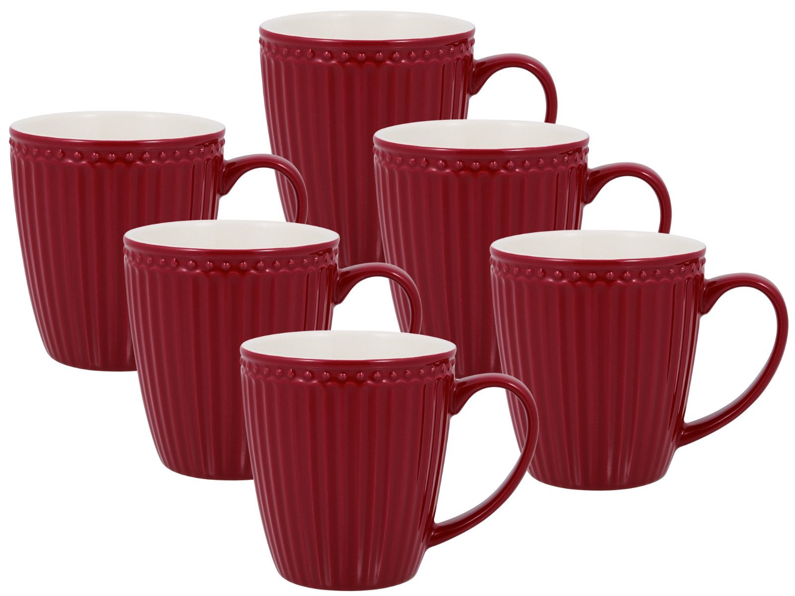 Greengate Кофейный сервиз Alice Becher mit Henkel claret red 0,4 l Set6, Steinzeug