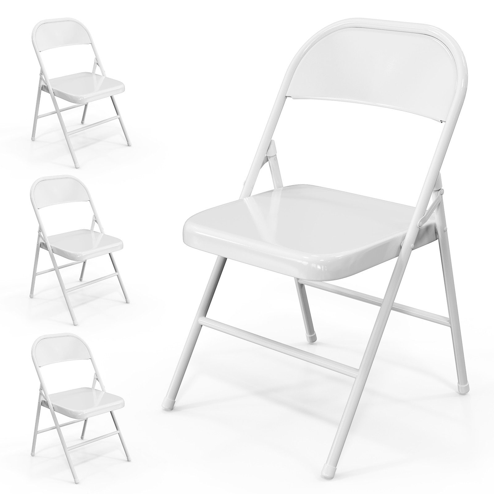 VINGLI Klappstuhl Metall 4er Set, Wetterbeständige Gartenstühle aus Eisen, bis 158 kg (4 St), für Balkon, Büro, Veranstaltungen & Party, Schwarz/Khaki/Weiß/Grau