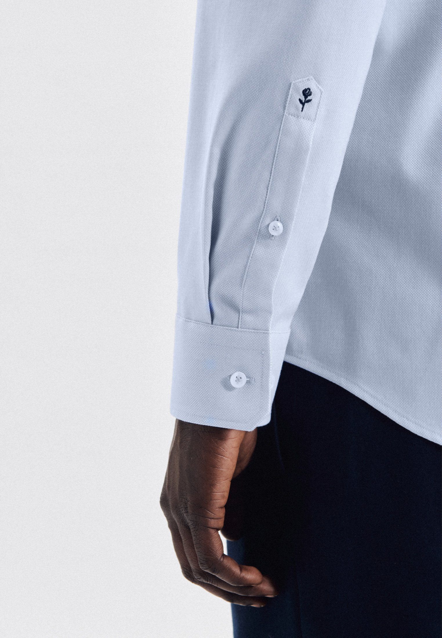 Businesshemd seidensticker Uni Hellblau Shaped Shaped Langarm Kentkragen
