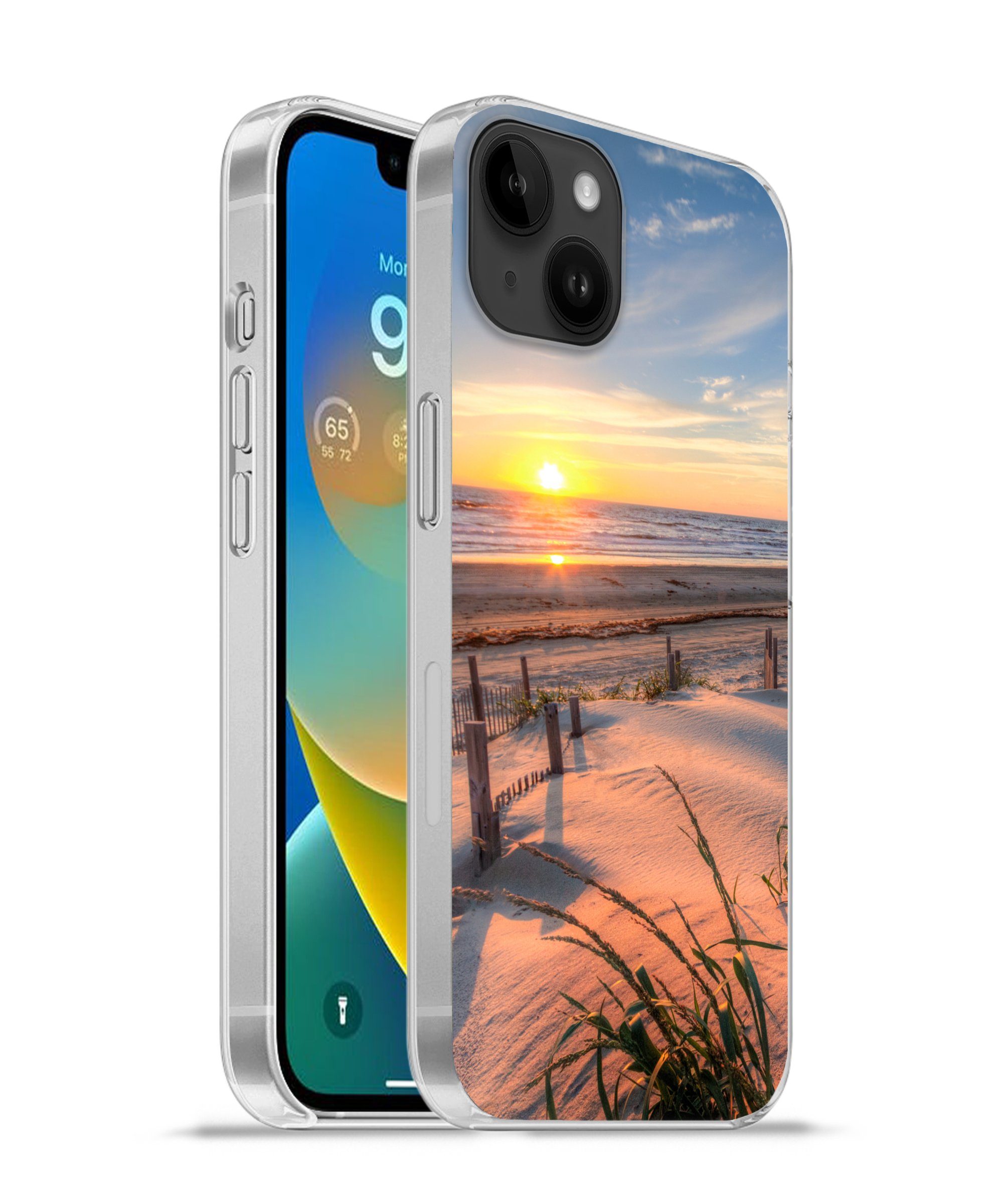 MuchoWow Handyhülle für Apple iPhone 14 Plus Strand - Meer - Düne - Sonnenuntergang - Land, Smartphone-Bumper, Print, Handy Schutzhülle Dünn