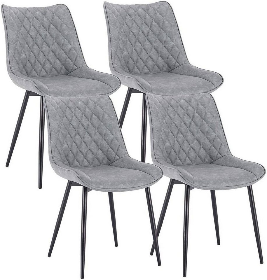 4er Set Stuhl Esszimmerstuhl Stoff Samt oder Lederoptik Küchenstuhl Lederstoff 