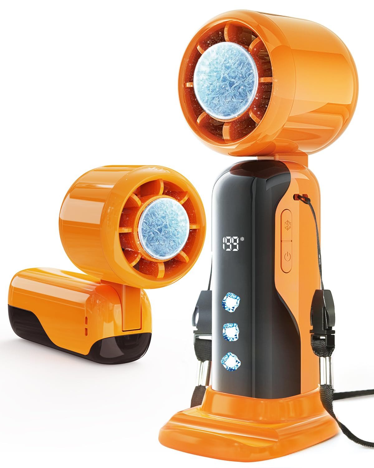 nsihing Handventilator Tragbarer Turbo Mini-Ventilator mit 3000mAh Akku Aufladbar, USB-C aufladbar,1–199 Geschwindigkeitsstufen, LED-Anzeige