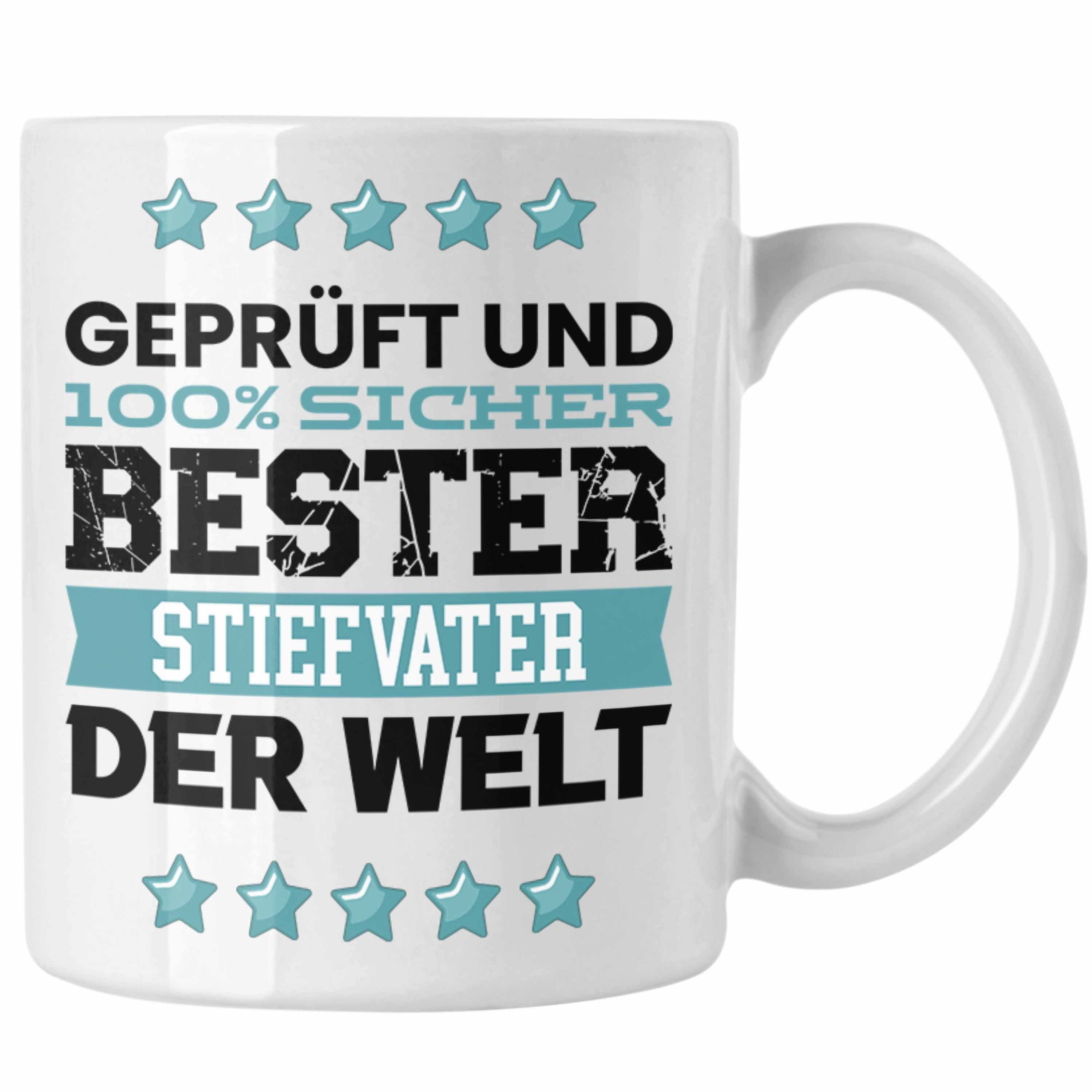 Trendation Tasse Trendation - Bester Stiefvater Der Welt Geschenk Tasse für Vatertag Ge Weiss