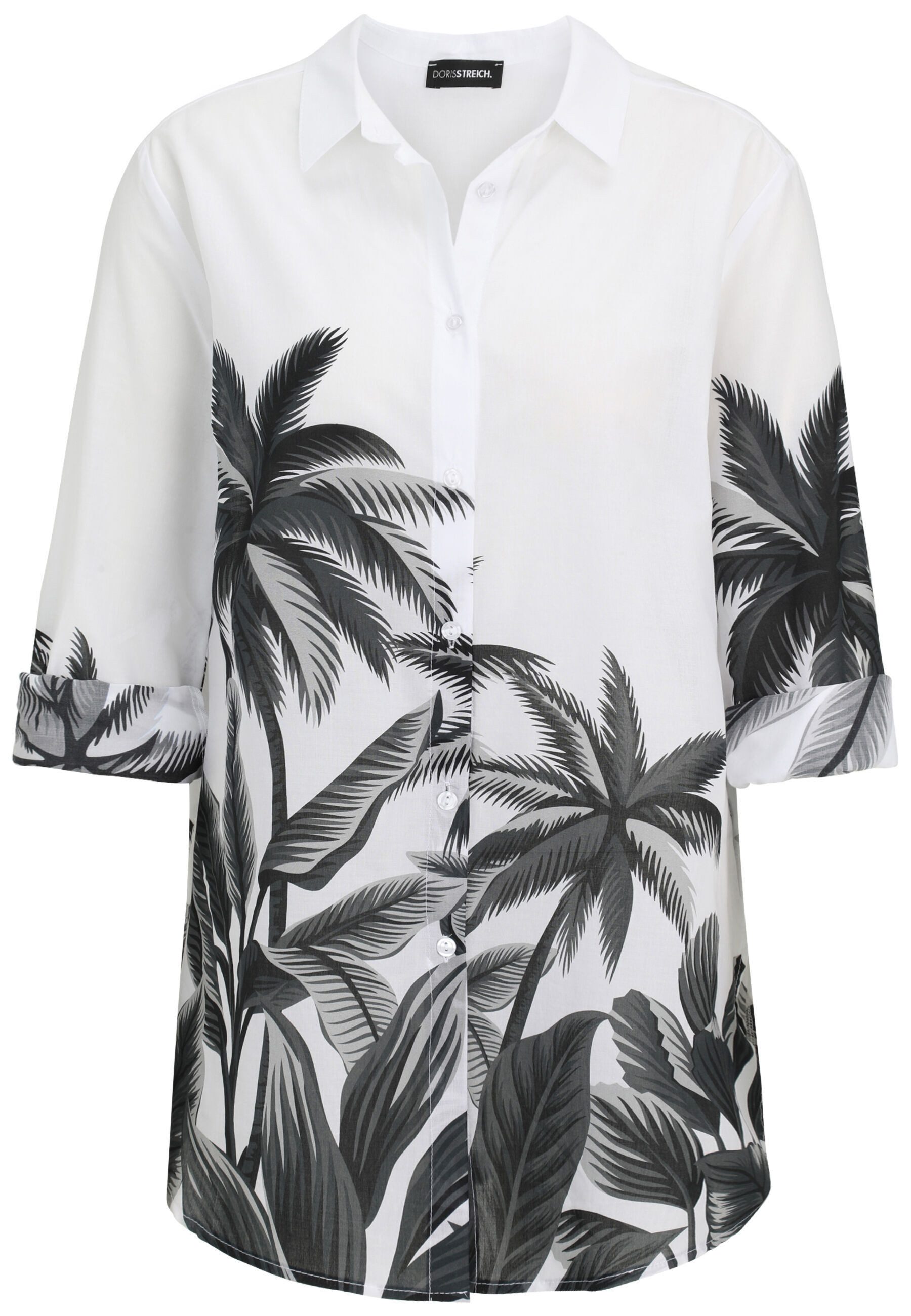 Doris Streich Klassische Bluse mit Palmen-Bordürenprint