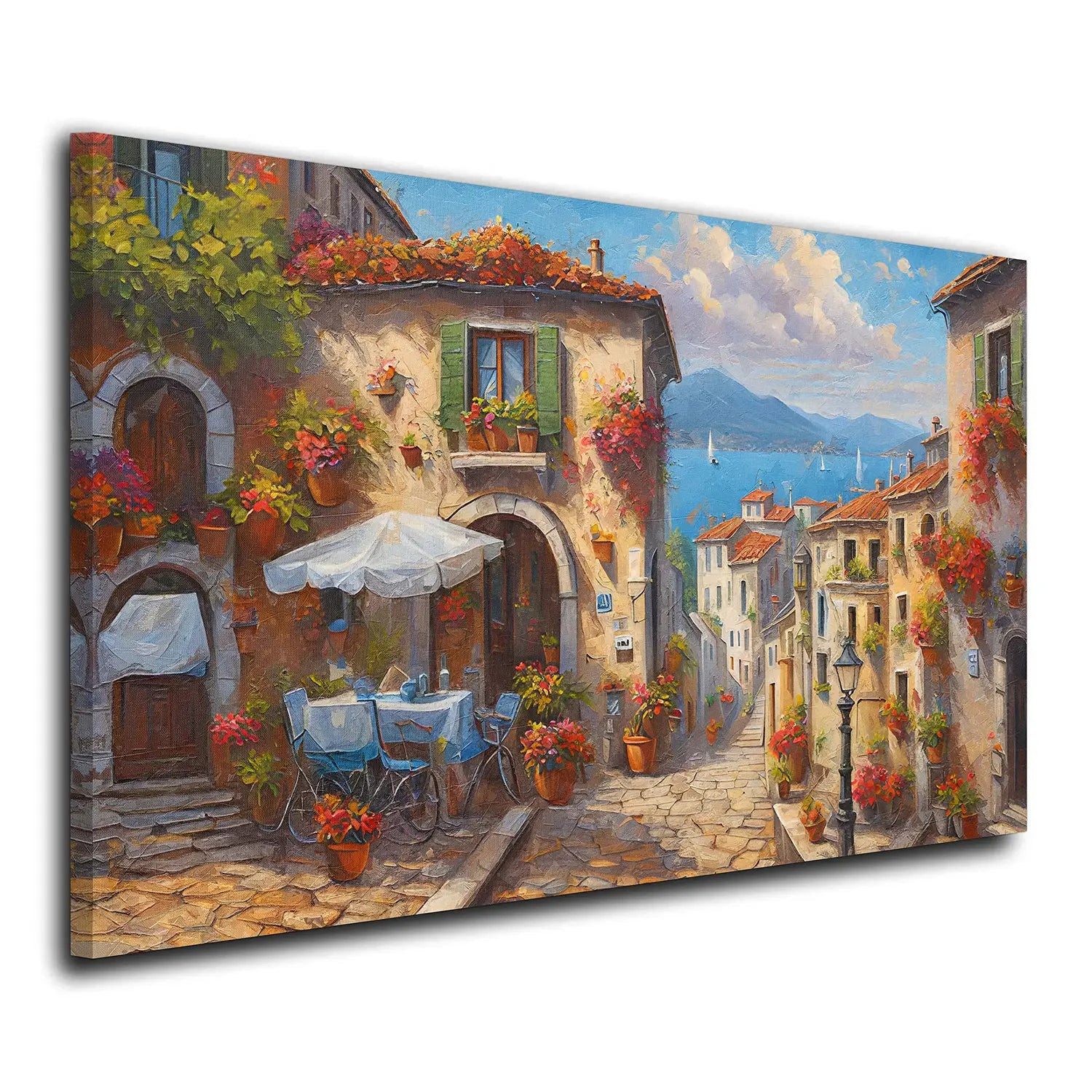 Artedinoi Leinwandbild Italien Dorf Altstadt Meeresblick Wandbild Leinwandb günstig online kaufen