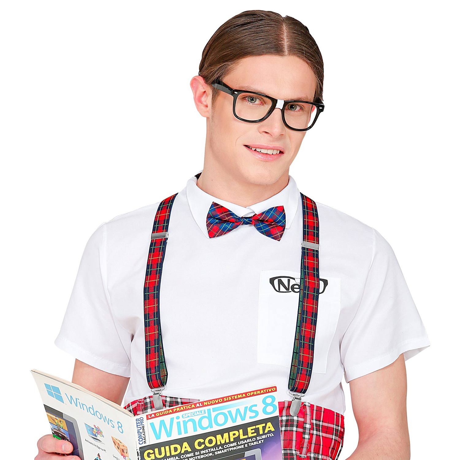 Widmann S.r.l. Kostüm 'Nerd' Kostüm-Set 3-tlg., Mehrfarbig - Brille, Ho
