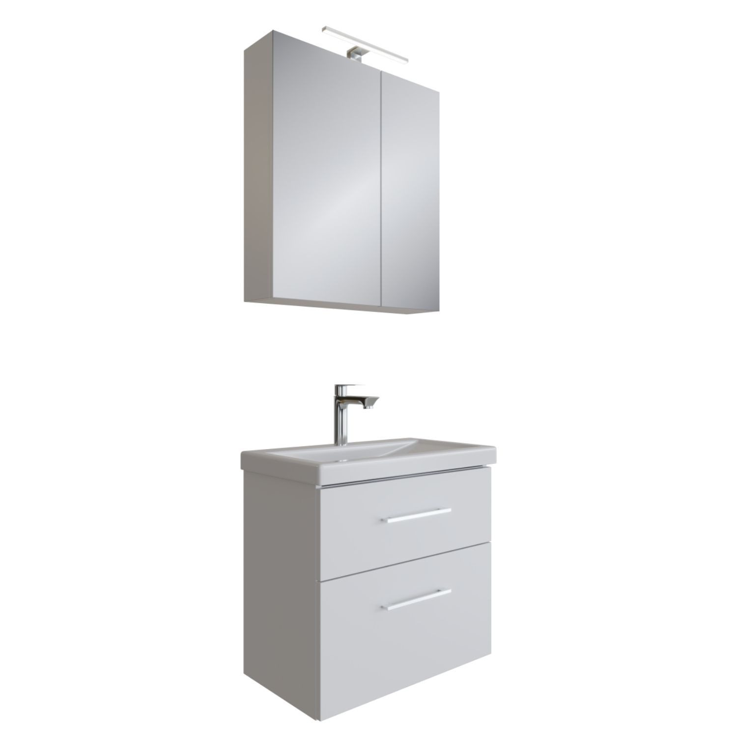 Planetmöbel Badmöbel-Set Badmöbel-Set mit Spiegelschrank 63cm (Weiß), (Komp günstig online kaufen