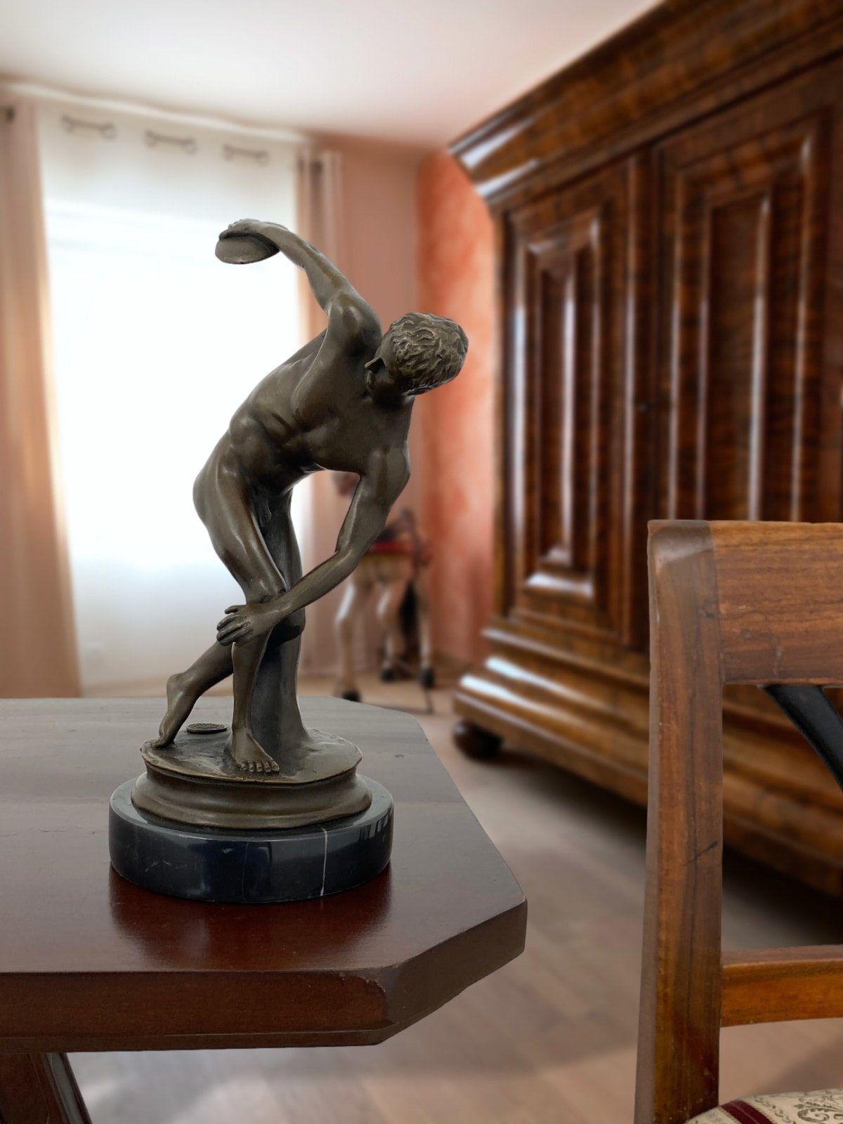 Diskobol nach Diskuswerfer Re Myron Skulptur Sport Antik-Stil Kopie Aubaho Bronzefigur