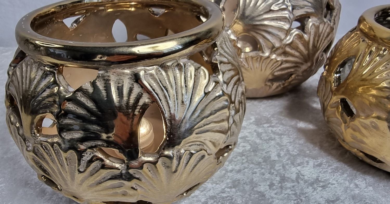 Gold und Windlicht Formano Vintage (1 formano Silber Stück), Ginkgo Handarbeit aus Teelichthalter traditioneller Windlicht