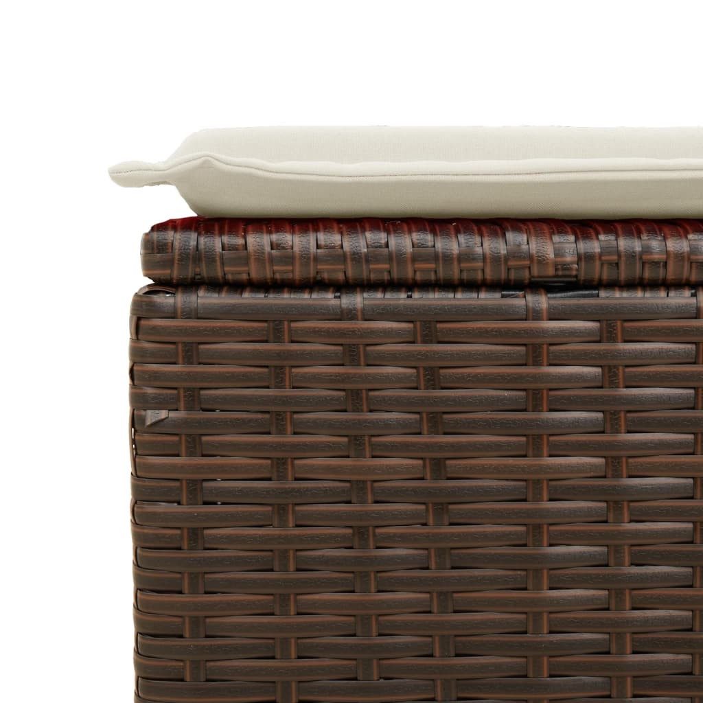 vidaXL Hocker Gartenhocker mit Kissen Braun 55x55x37 cm Poly Rattan (1 St)