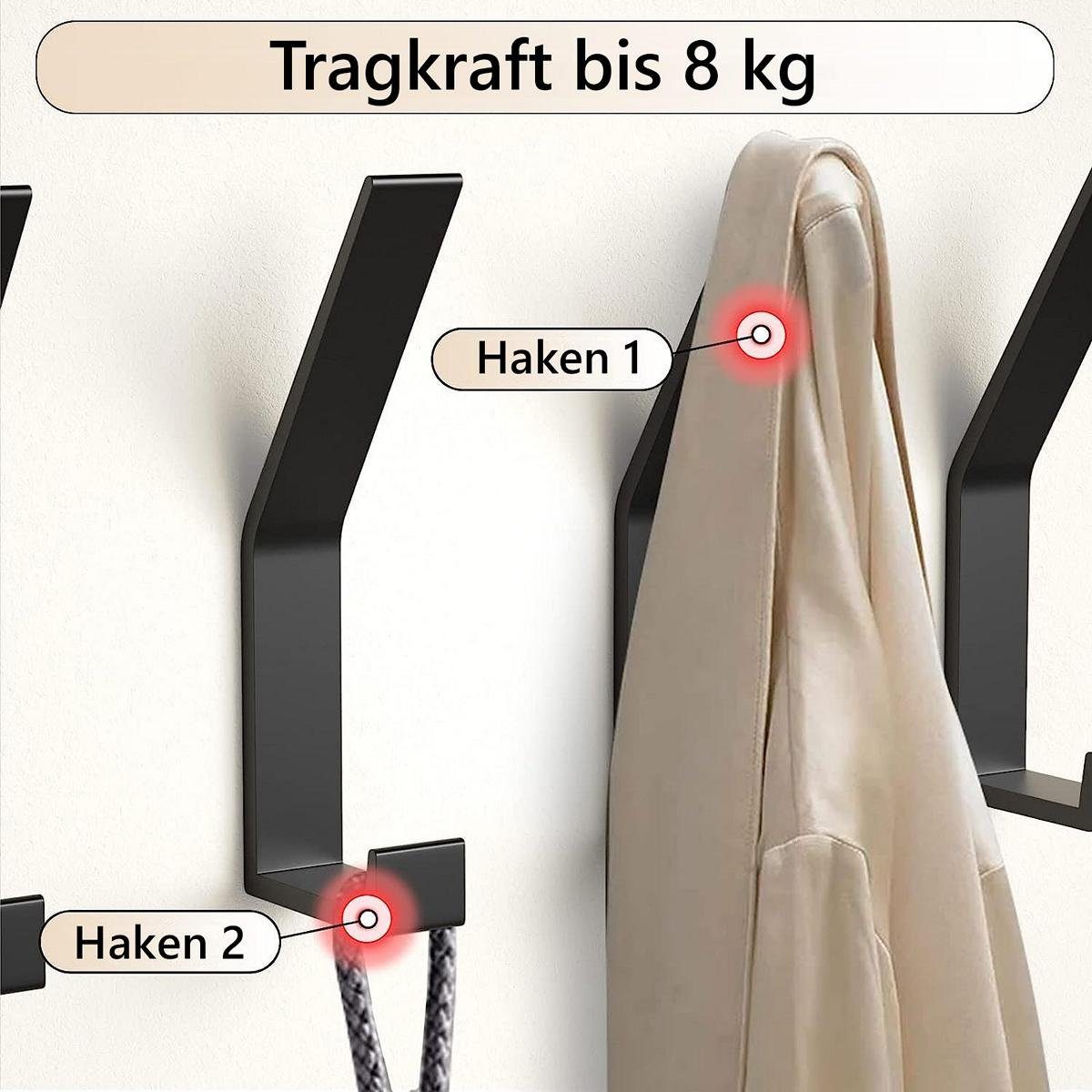 TECBULL Garderobenhaken Wand Deluxe, Kleiderhaken, Garderoben Haken, Wandgarderobe (6 St), Wand Garderobenhaken Deluxe, Kleiderhaken, Wandhaken, Garderobe – Bild 4 von 5