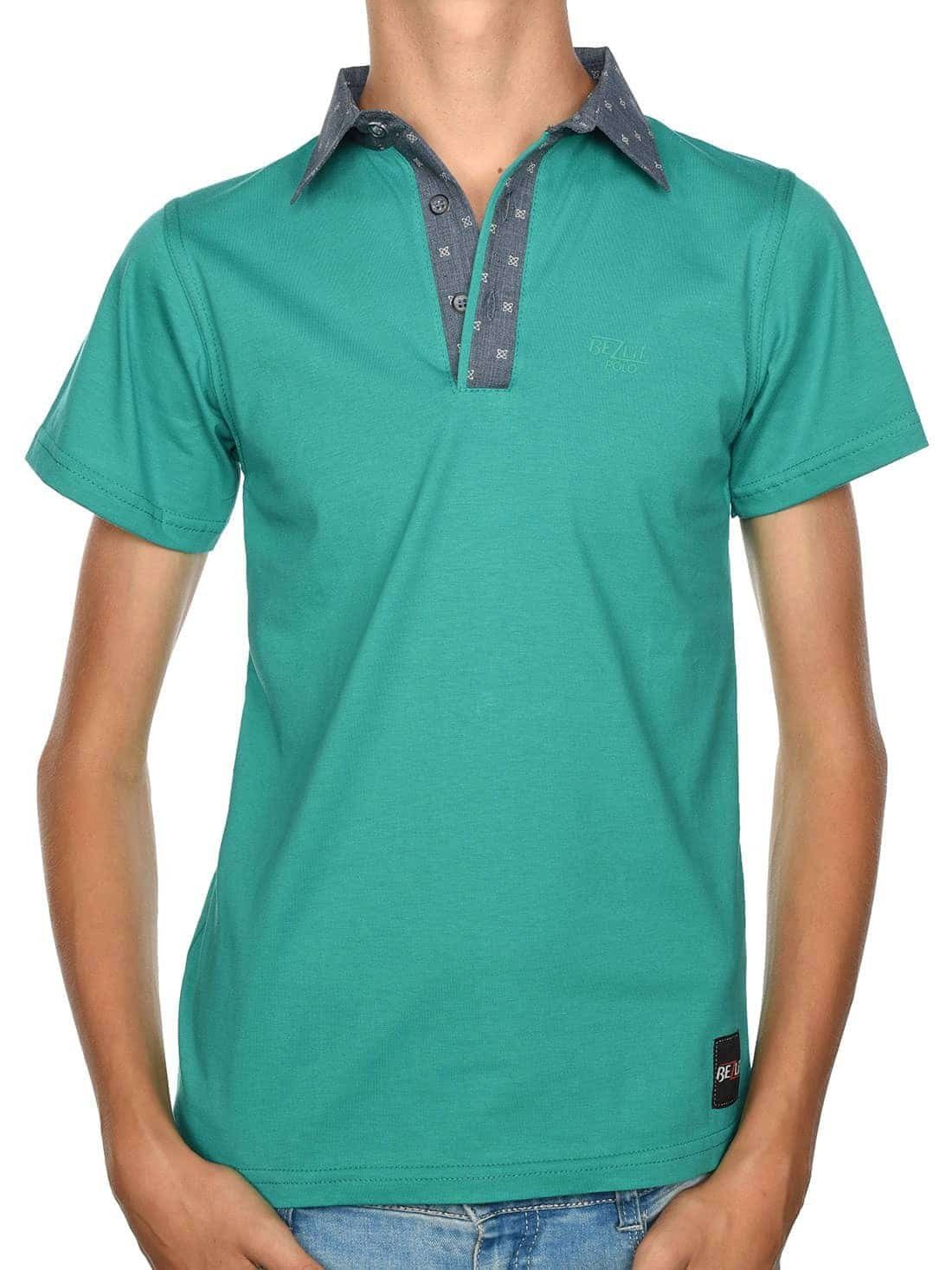 BEZLIT Kurzarmshirt Jungen Polo Shirt mit Kontrastfarben (1-tlg) Casual Grün