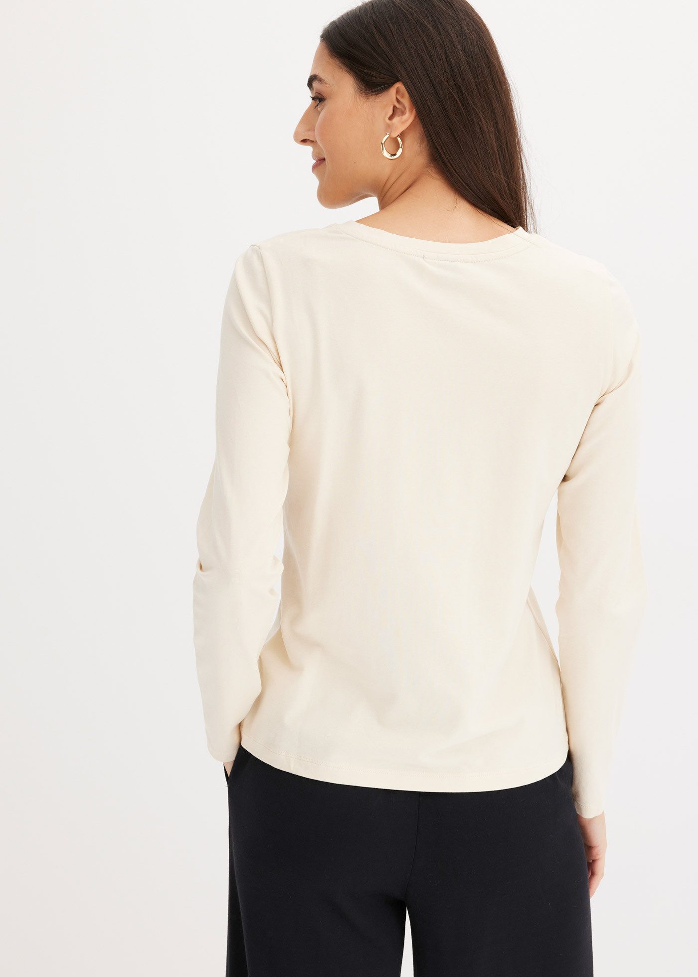 bonprix Langarmshirt Slim fit, Langarm, Druck mit Pailletten, für Frühling und Sommer