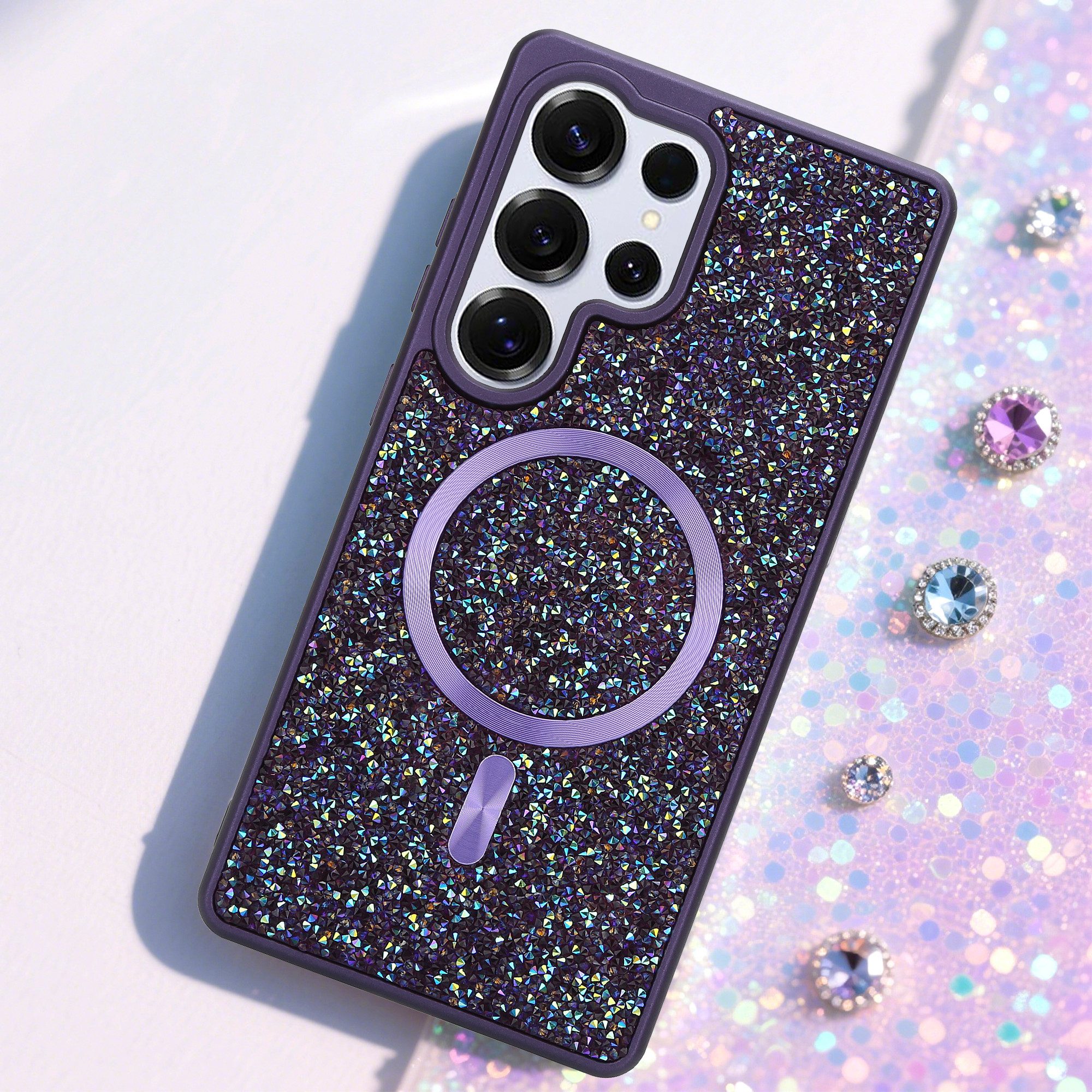 Cadorabo Handyhülle Samsung Galaxy S24 ULTRA, Hülle Schutzhülle Case Cover kompatibel mit Magsafe Diamant Glitzer – Bild 2 von 5