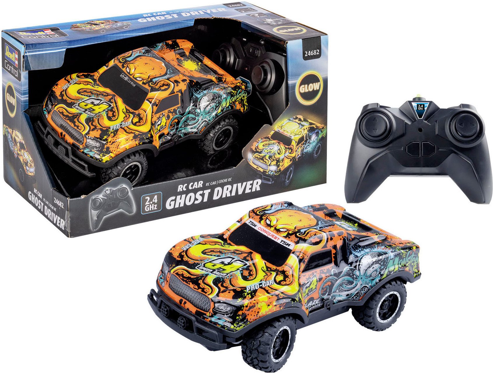 Revell® RC-Monstertruck Revell® control, Ghost Driver, 2,4 GHz, orange, mit LED-Licht