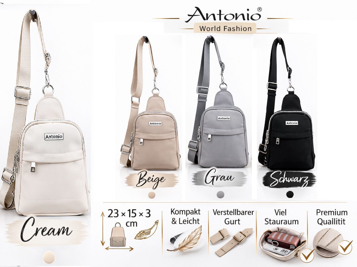 Antonio Umhängetasche Antonio Umhängetasche Handy Bag Handytasche verschiedene Farben Weiss