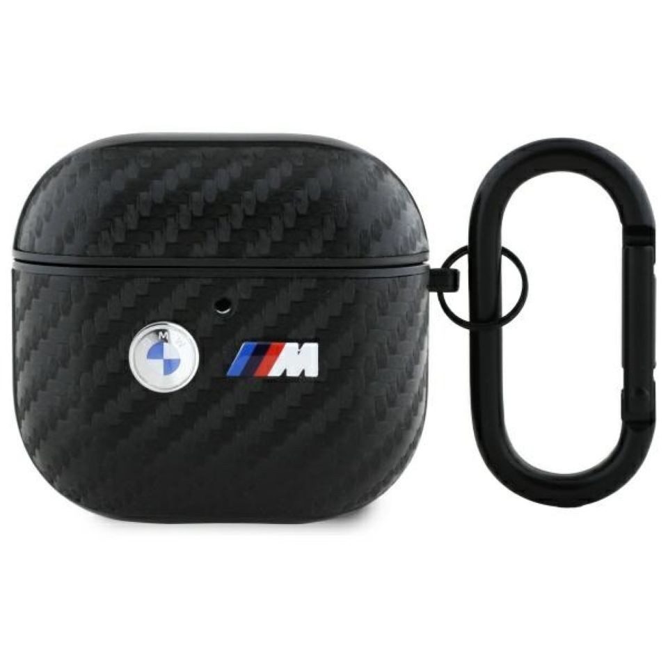 BMW Kopfhörer-Schutzhülle Hülle Case AirPods 4 Tricolor Carbon-Look schwarz Logo Metal, Kantenschutz