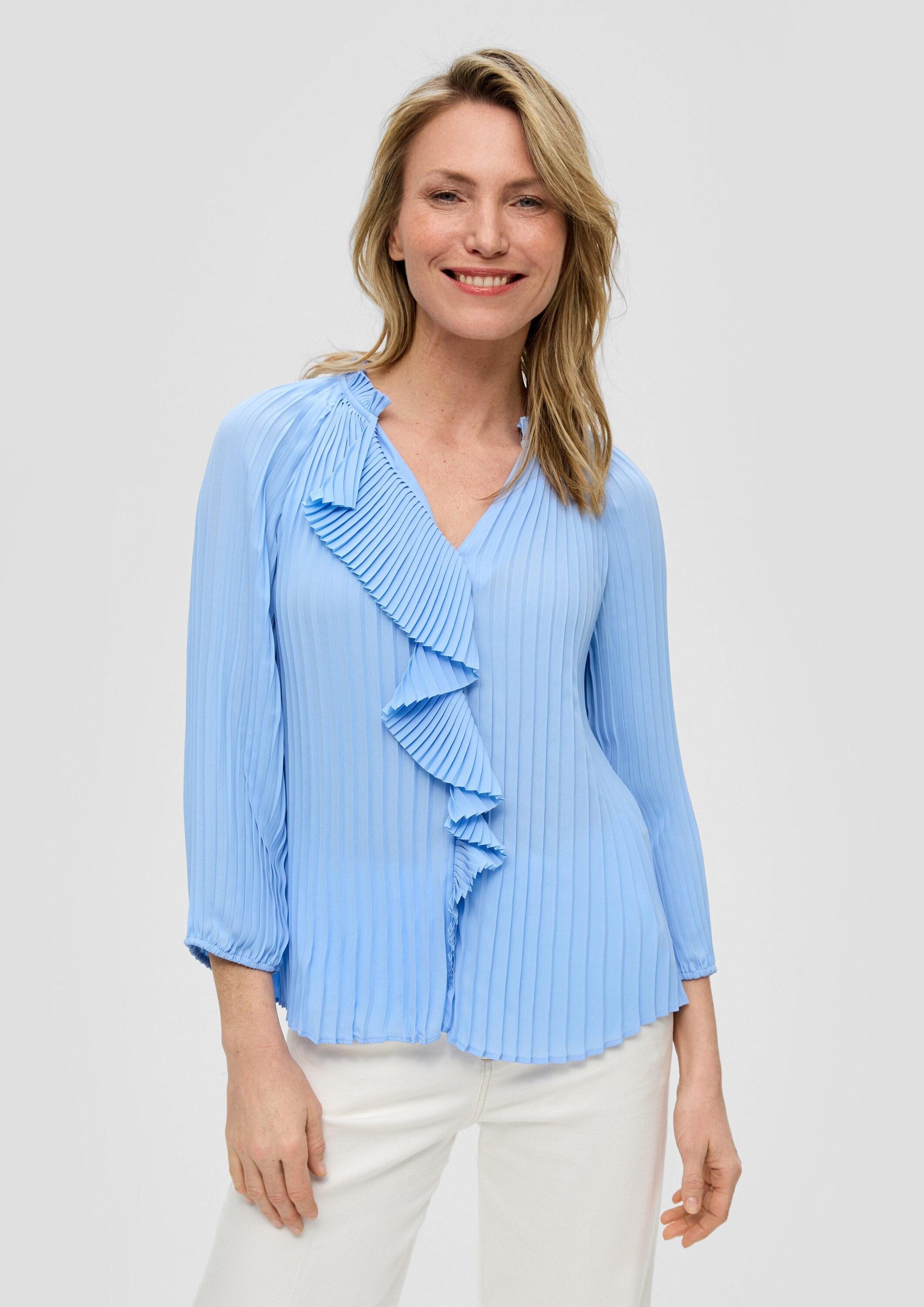 s.Oliver Langarmbluse Bluse Plissee-Bluse mit Volant