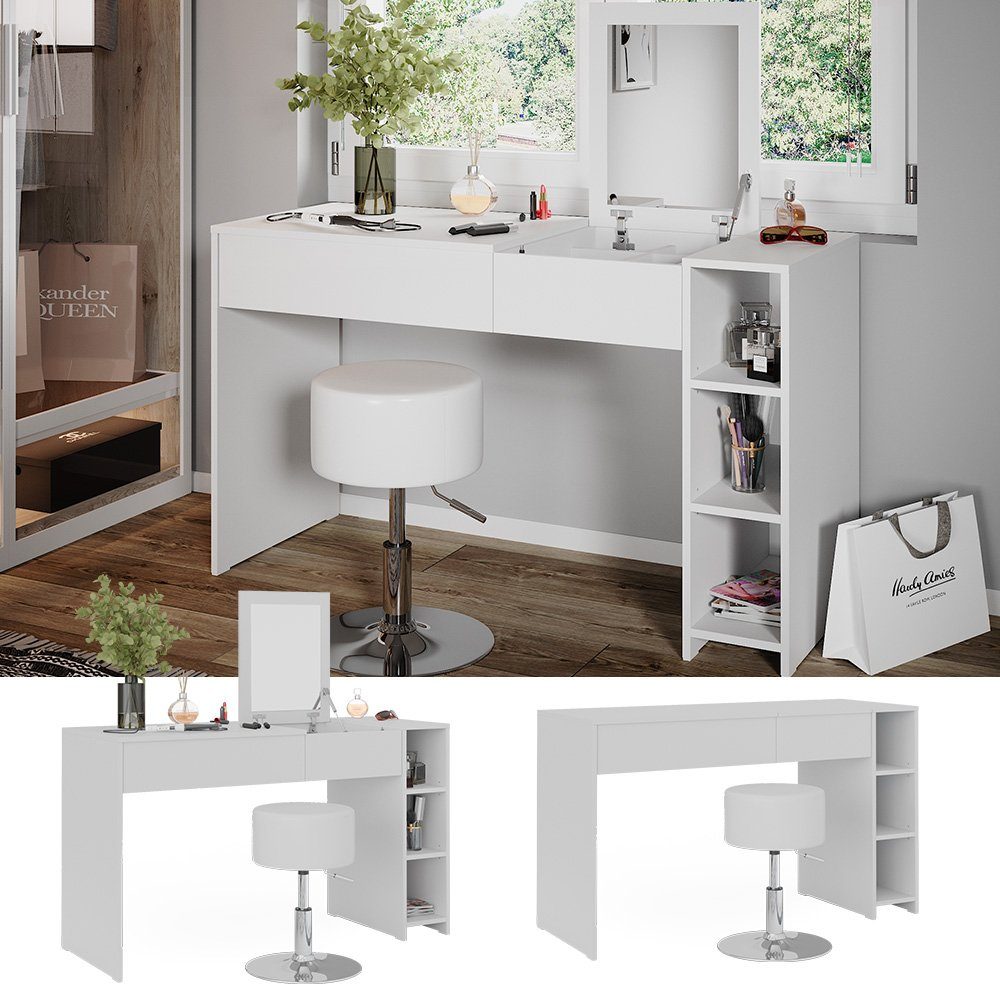 Vicco Schminktisch Kira, Weiß, 129.6 cm günstig online kaufen