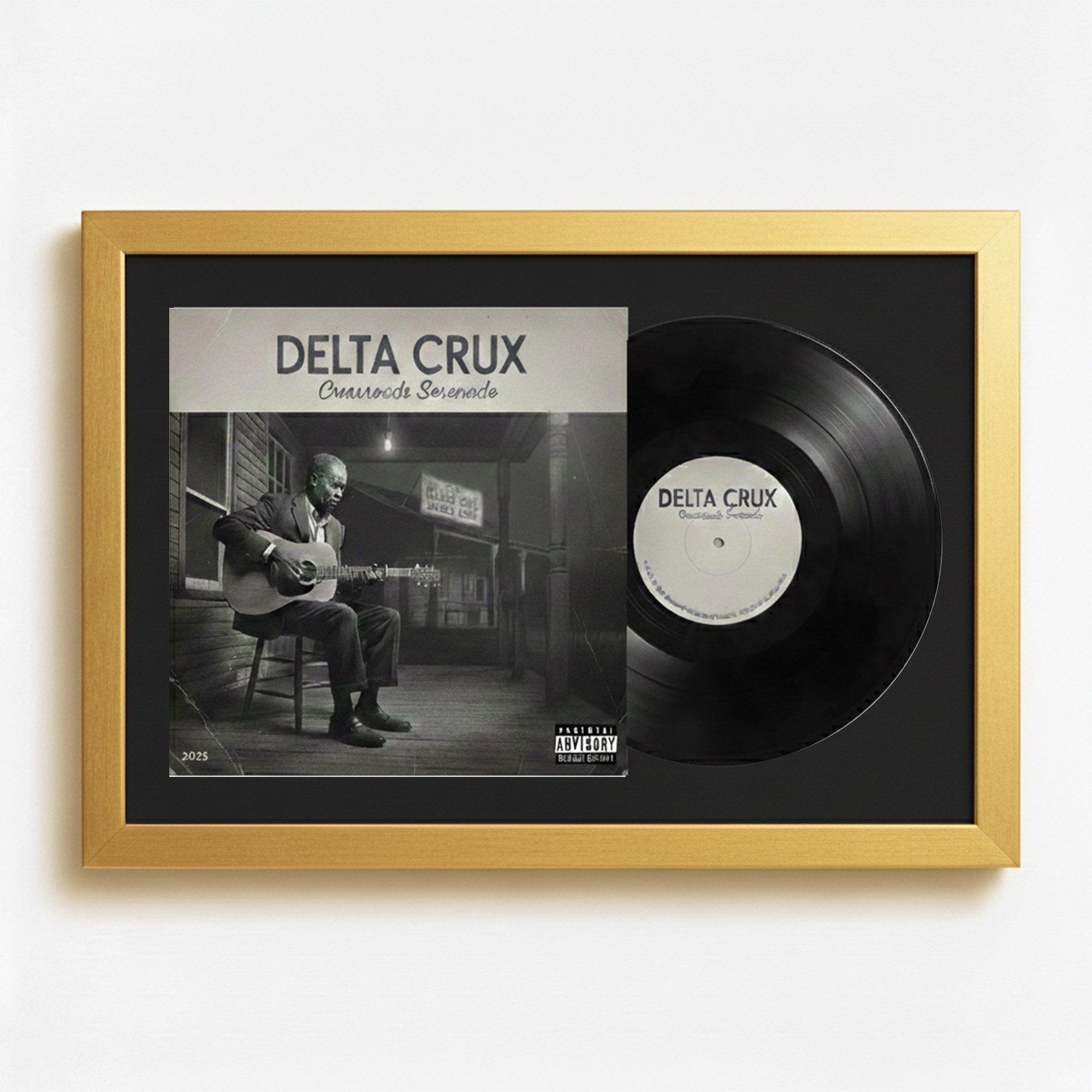 K-Möbel Bilderrahmen Schallplatten Rahmen für Vinyl und Cover, (1 St), mit Passepartout