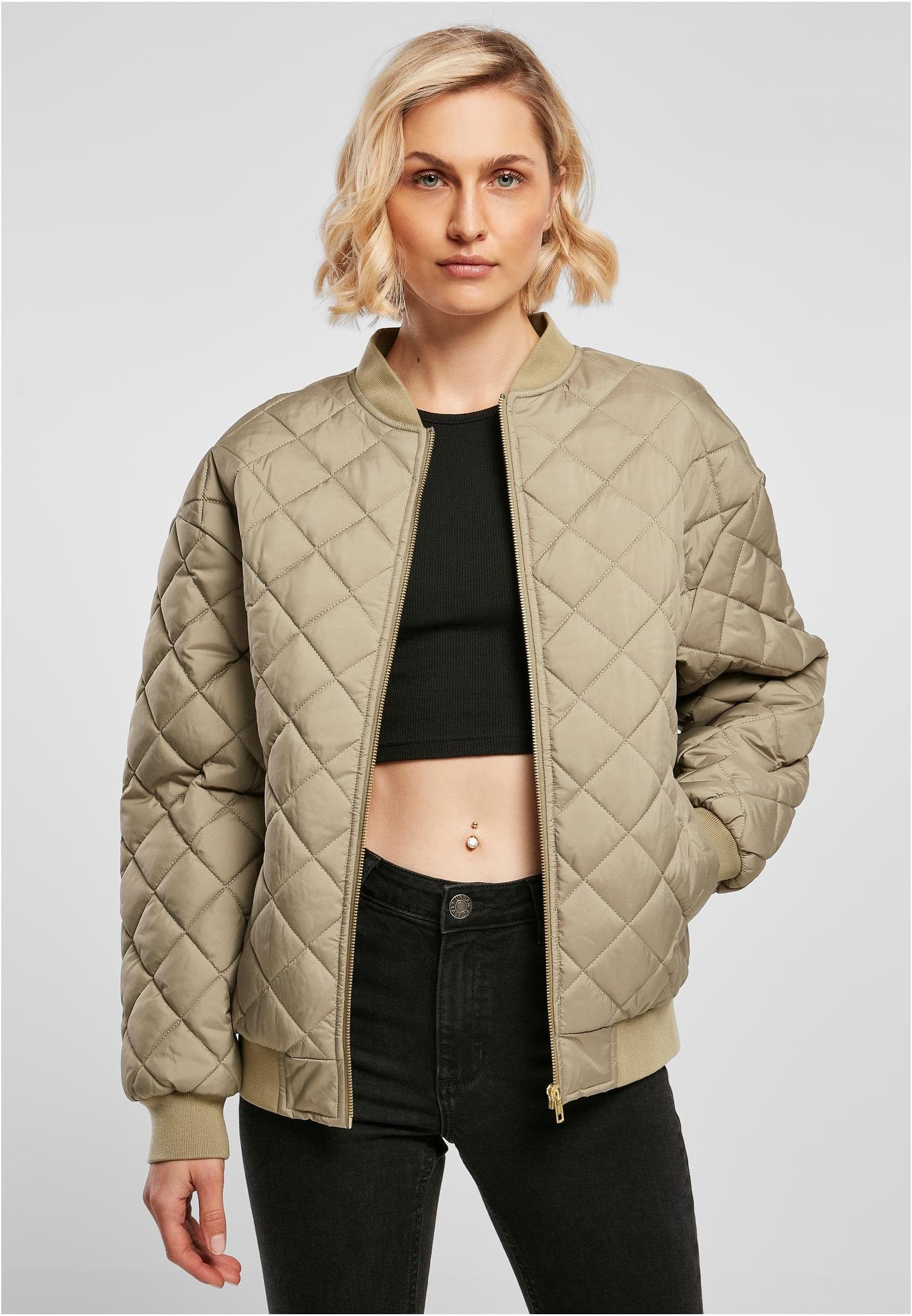 Ladies Oversized (1-St) Bomber Diamond CLASSICS URBAN Damen Jacket Sommerjacke khaki Quilted