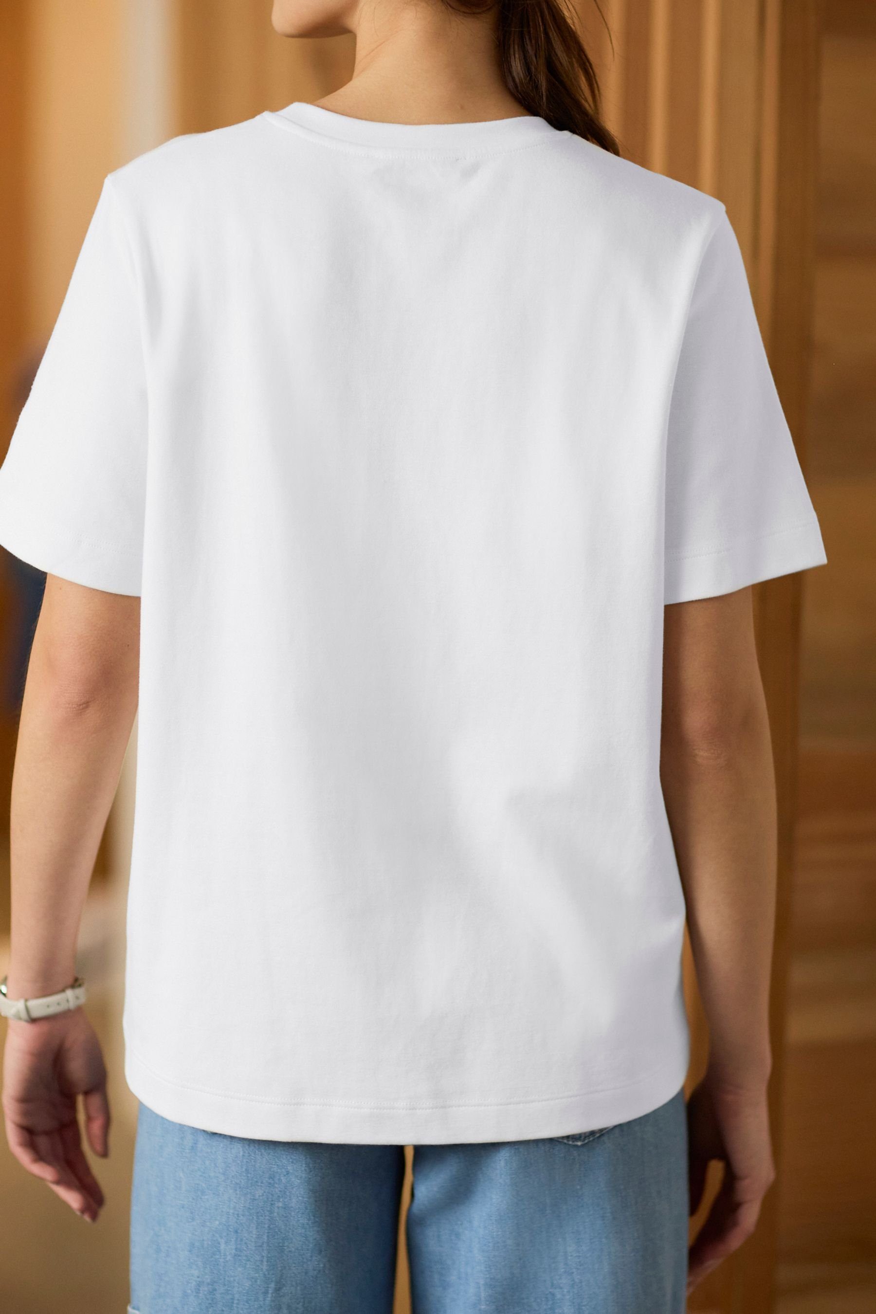 Next White Schweres mit T-Shirt (1-tlg) Rundhalsausschnitt T-Shirt