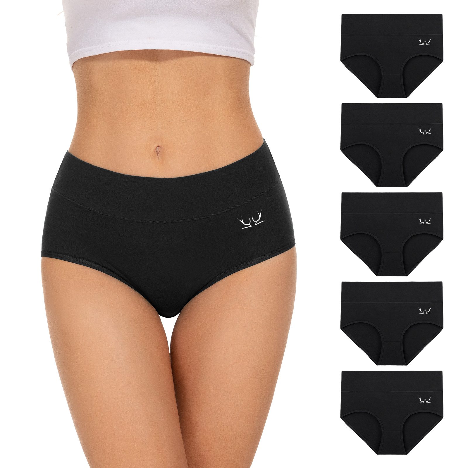 TANSTC Taillenslip Unterhosen Damen Baumwolle Slip (Packung, 5er-Pack) atmungsaktiv, hautfreundlich, elastisch, formbeständig